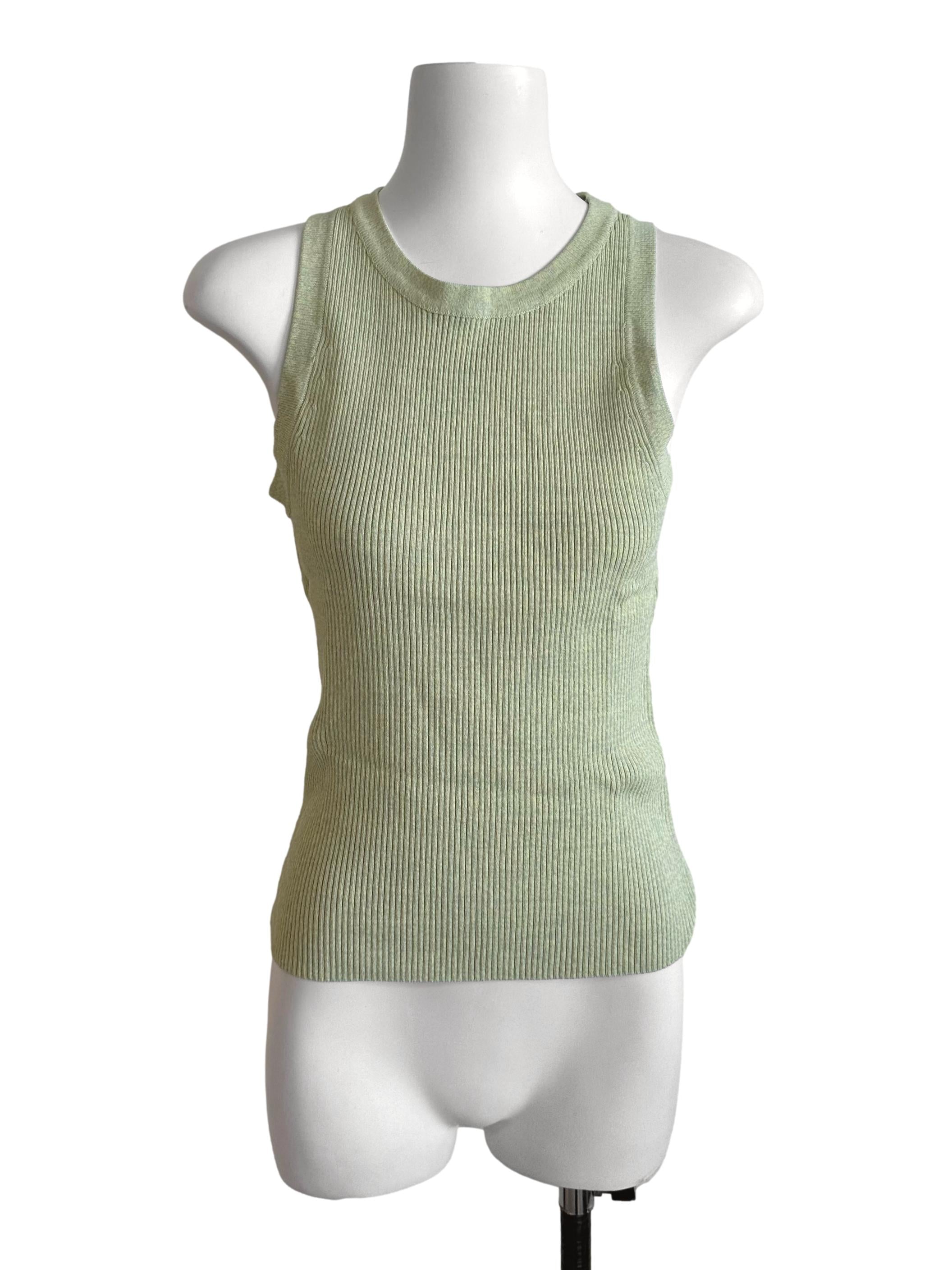 Pastel Green Knit Round Neck Tank Top LB
