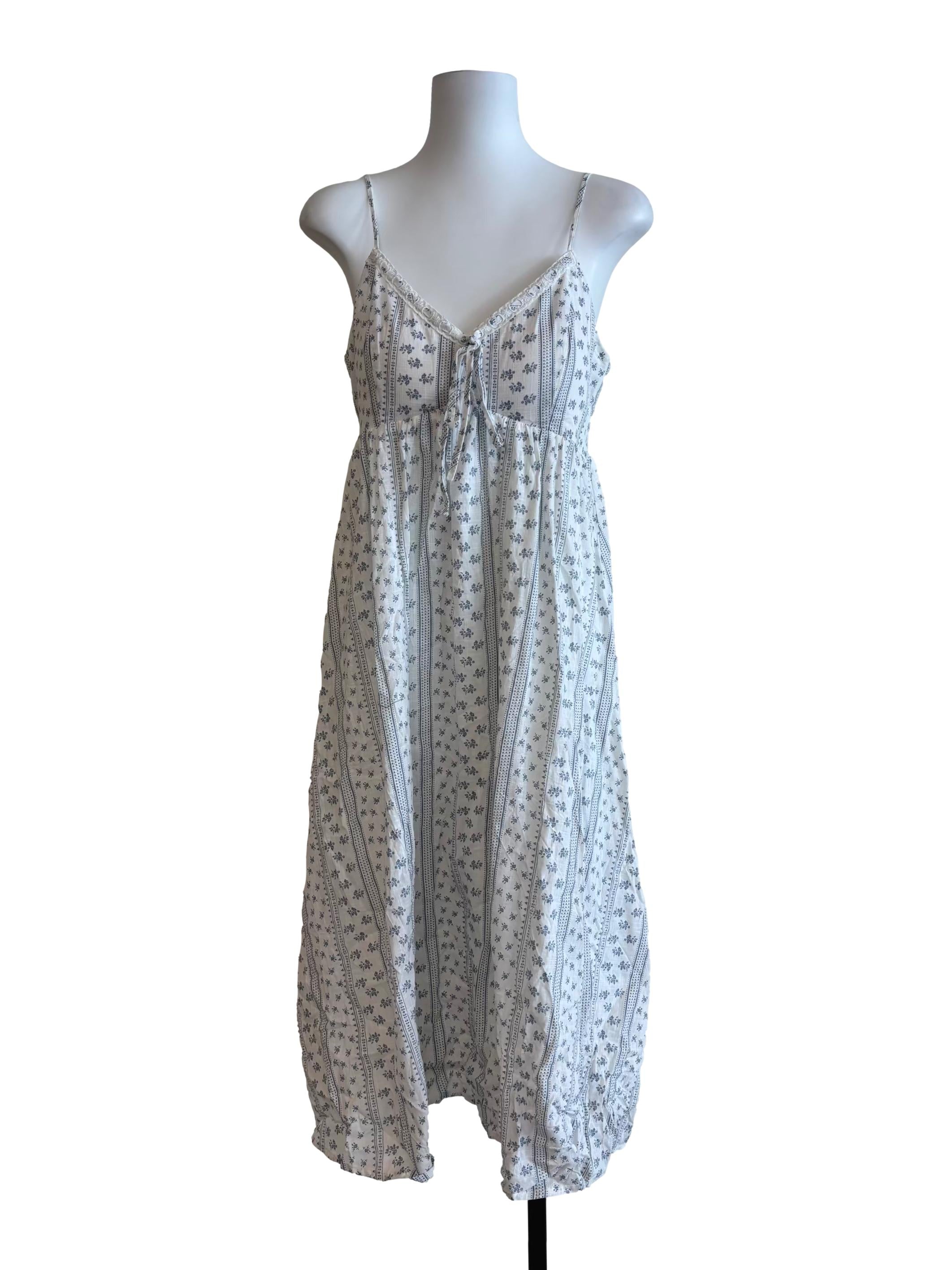 Powder White Floral Print Cami Dress