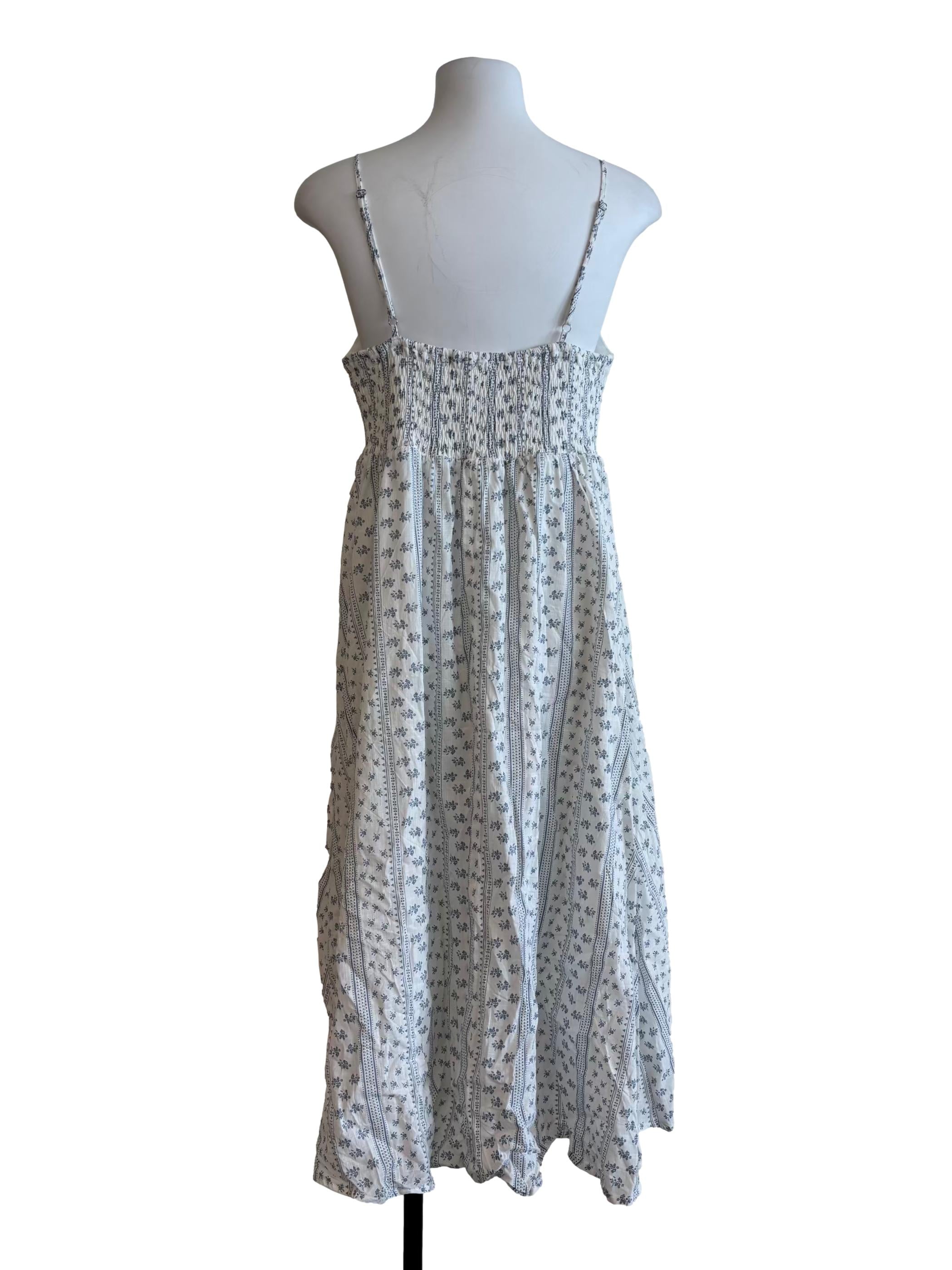 Powder White Floral Print Cami Dress