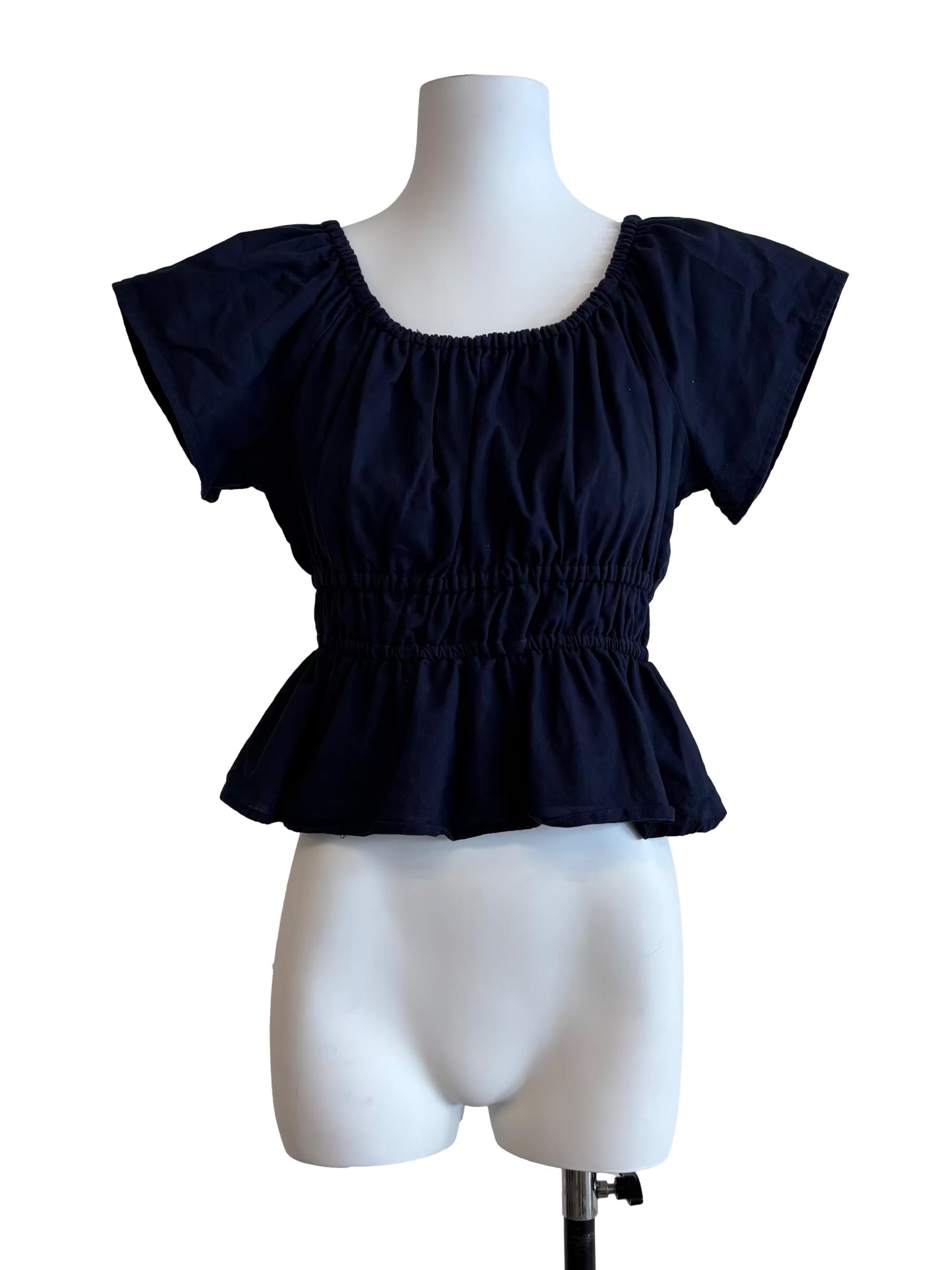 Midnight Blue Smocked Top