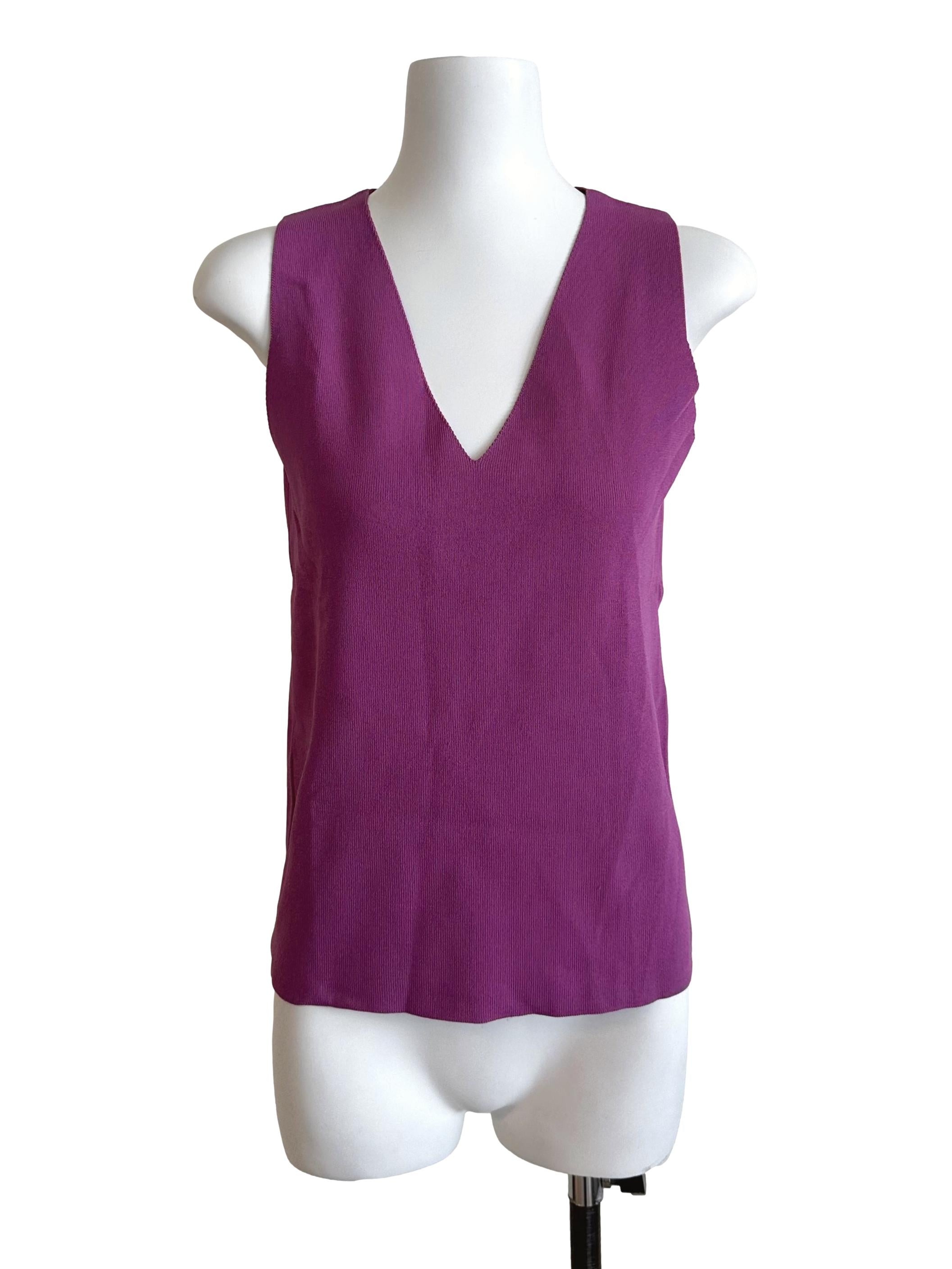 Berry Purple V Neck Knit Top LB