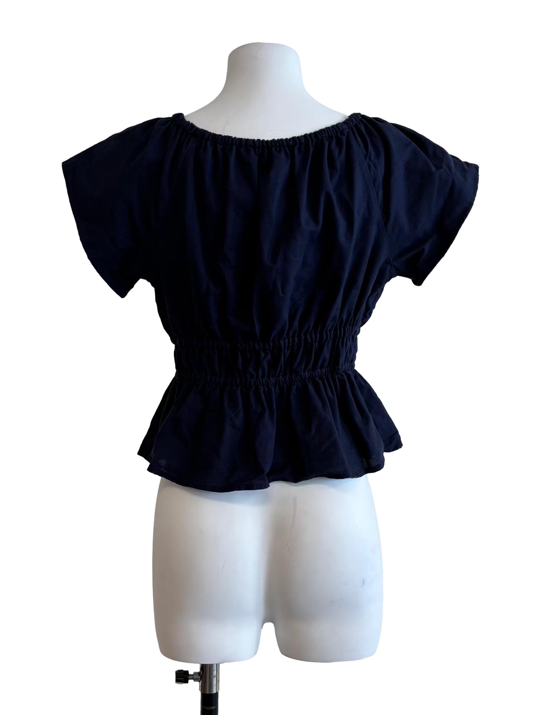 Midnight Blue Smocked Top