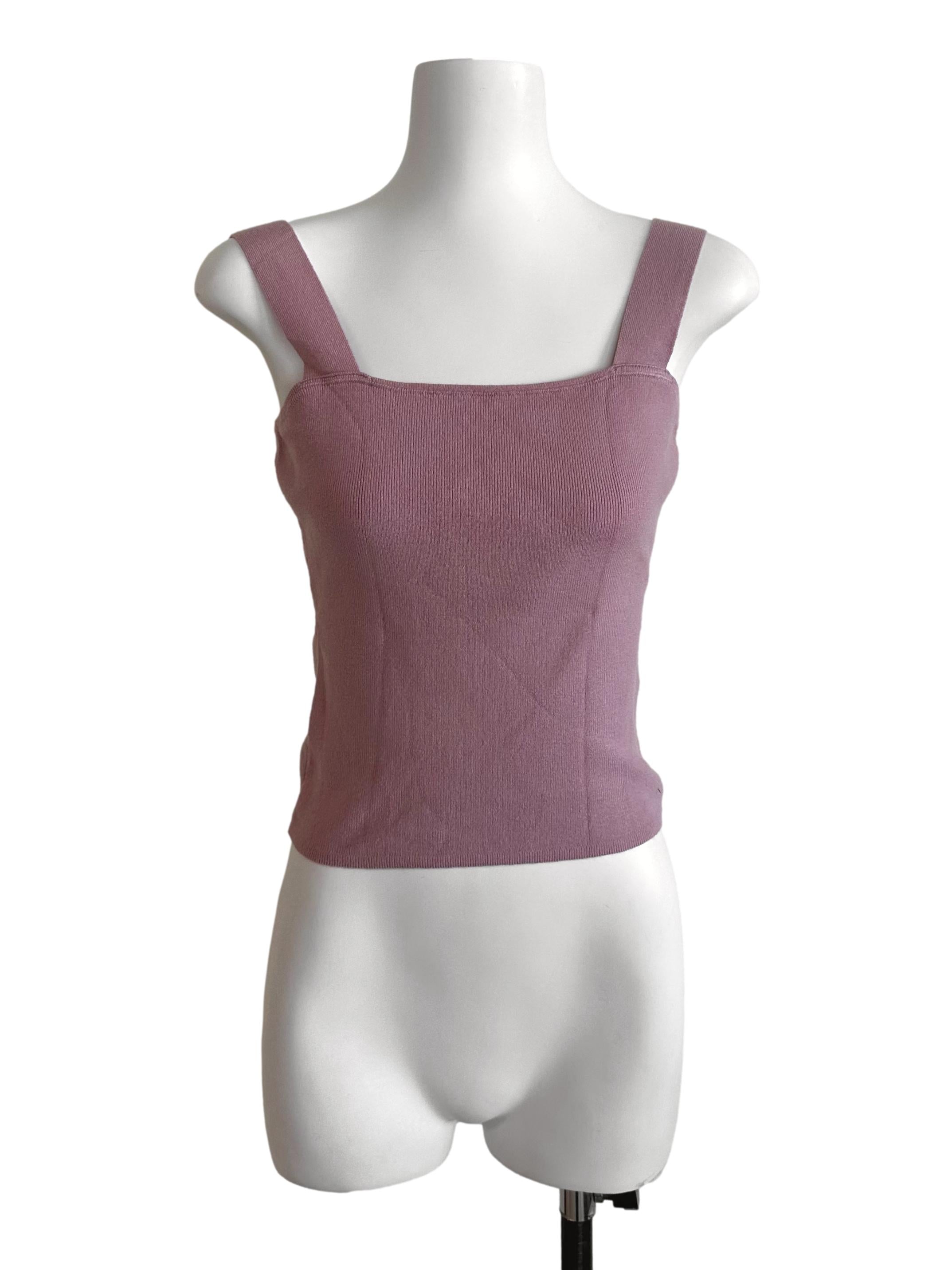 Dusty Pink Square Neck Knit Top TCL