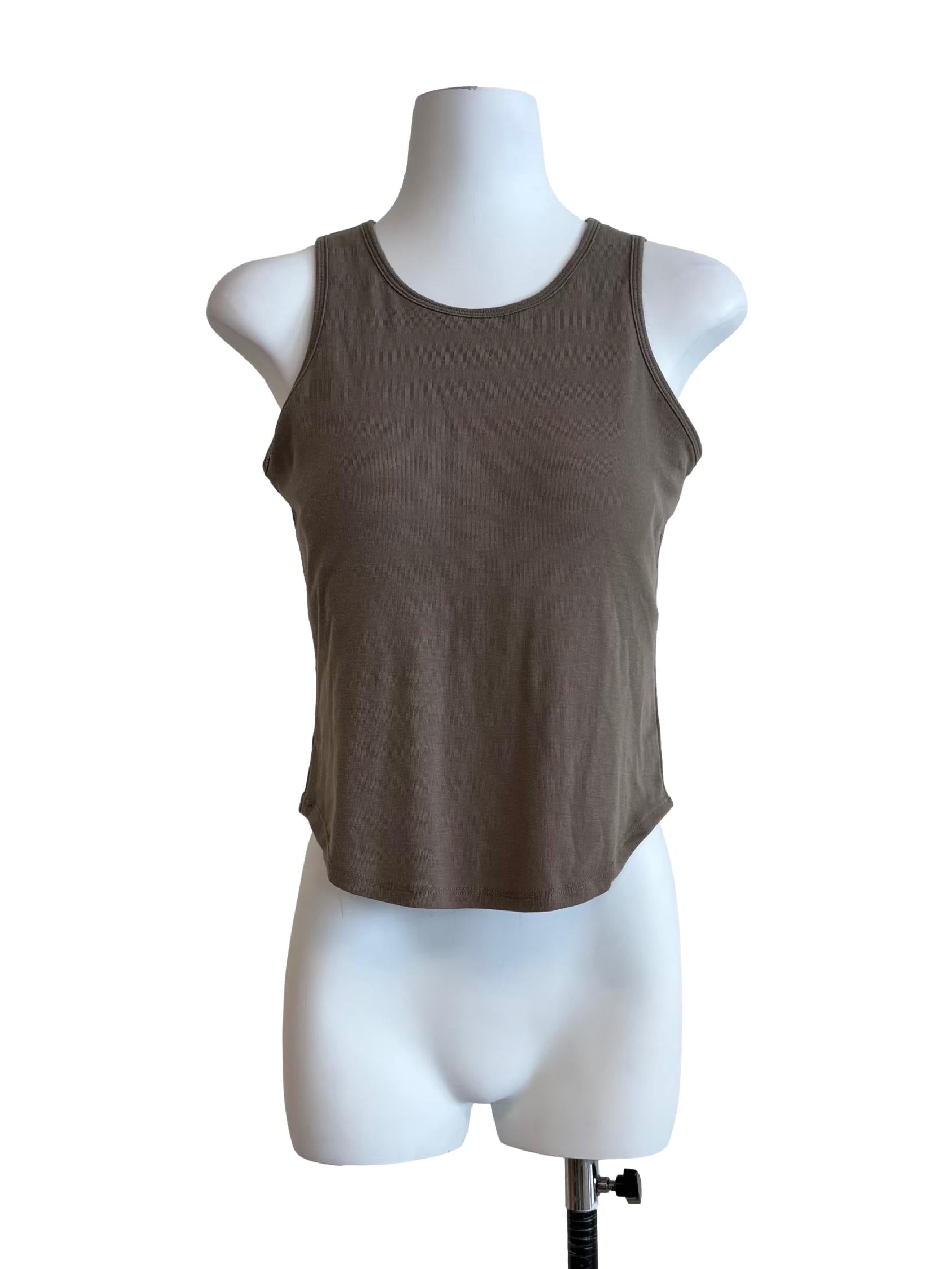 Khaki Round Neck Tank Top