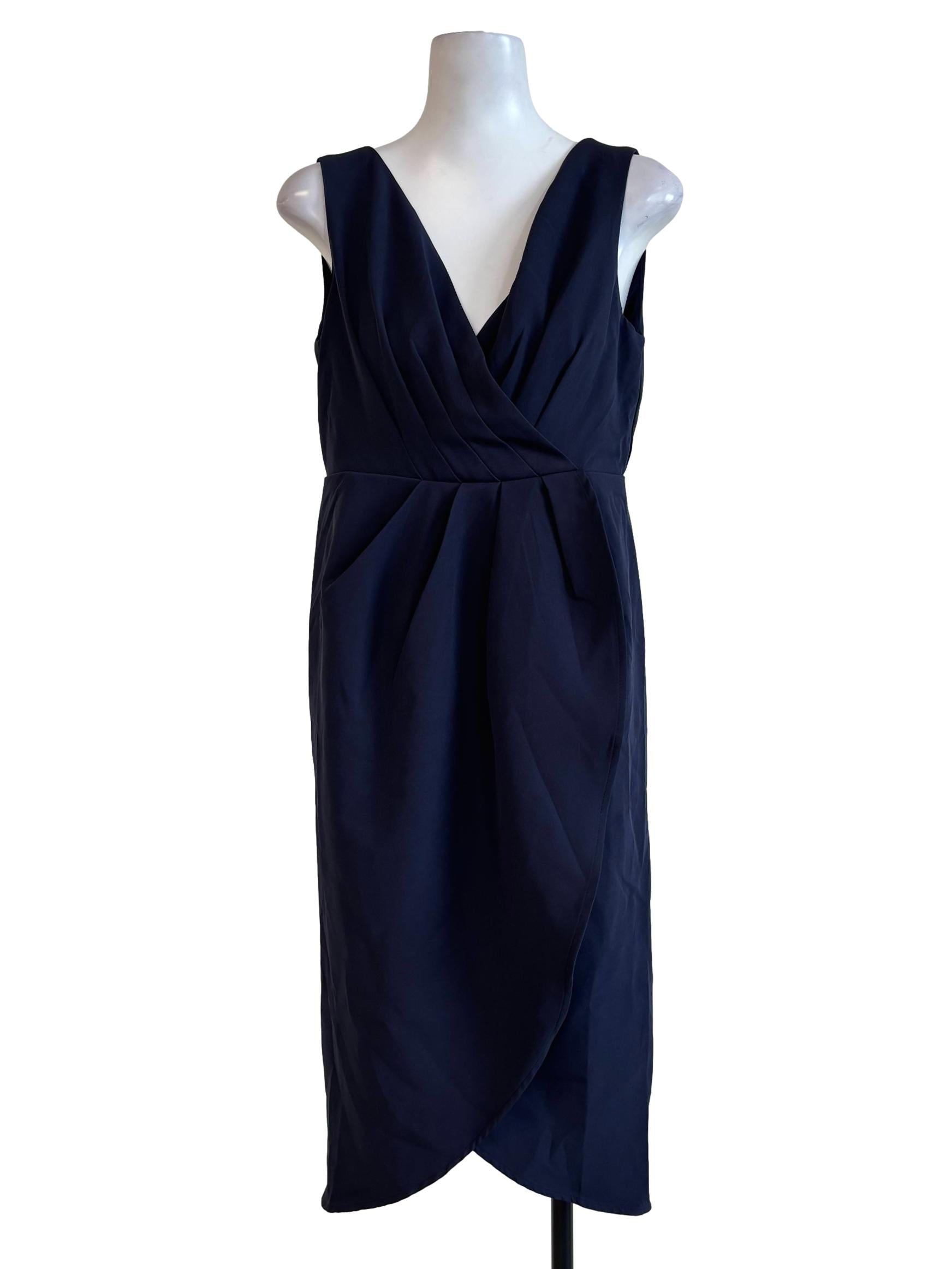 Navy Blue Sleeveless Pencil Dress