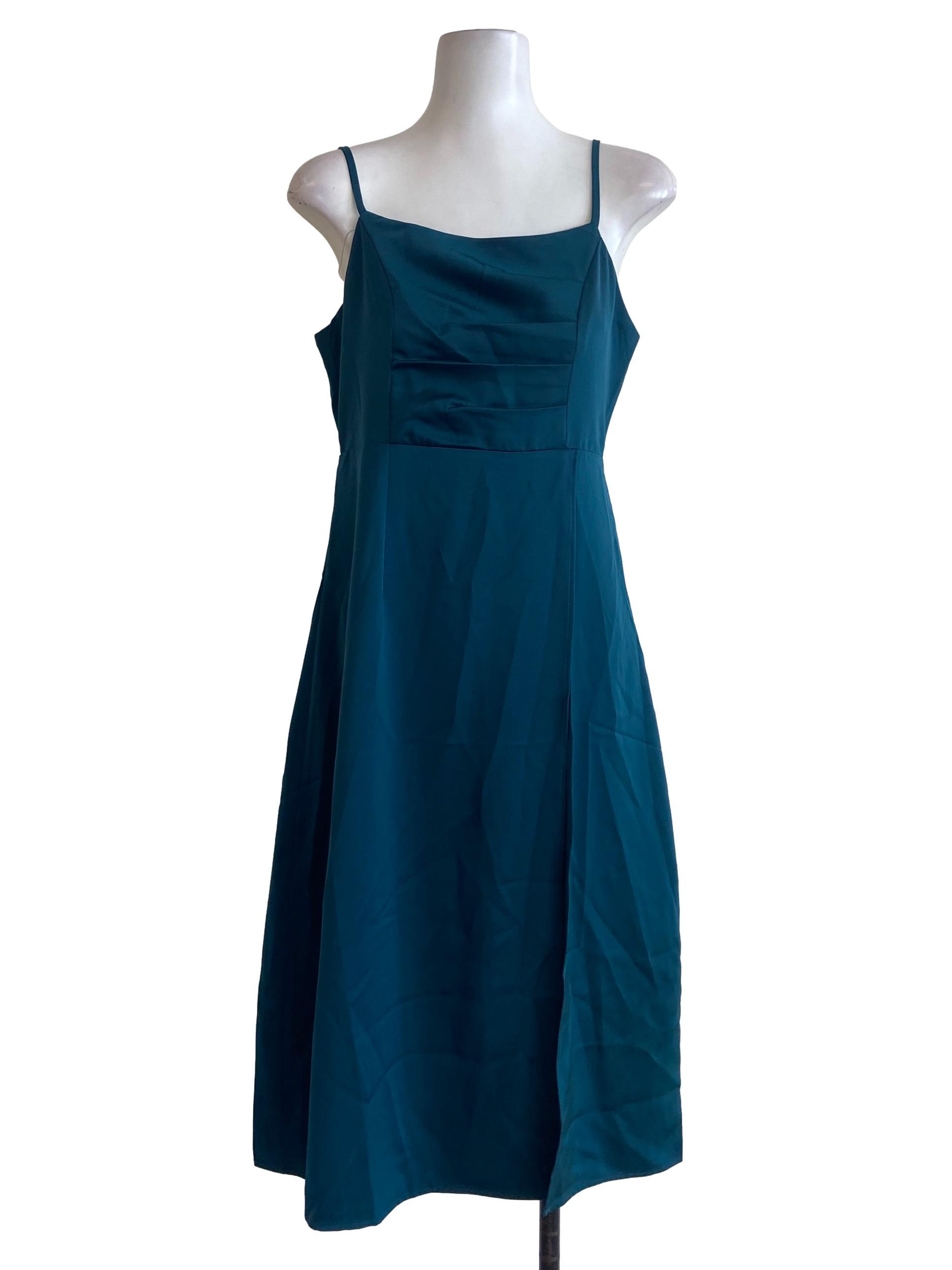 Emerald Green Spaghetti Straps Slit Dress
