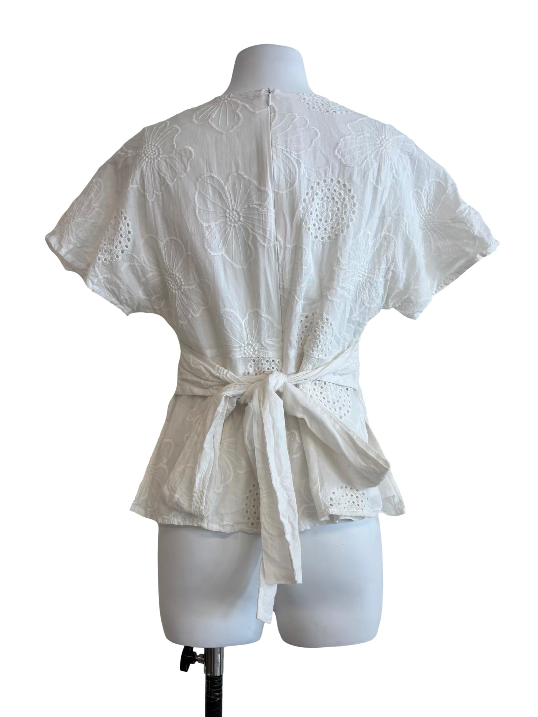 Ivory White Floral Textured Top
