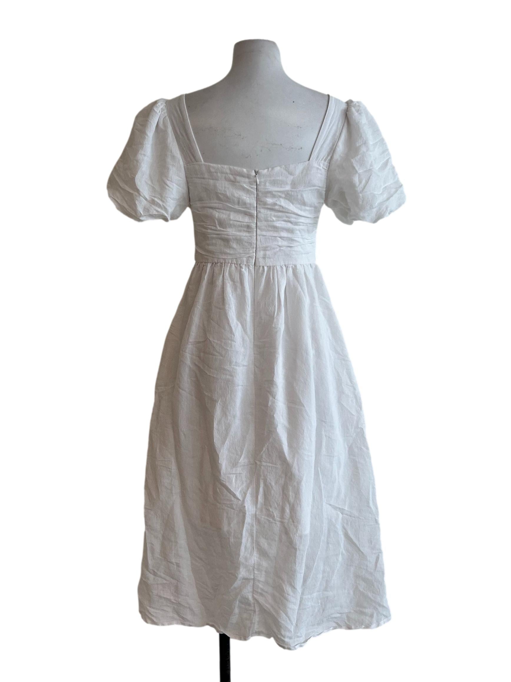 White Puff Sleeved Dress