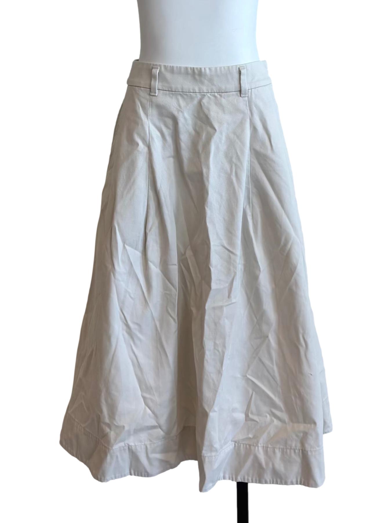 Rice White A-Line Cotton Skirt