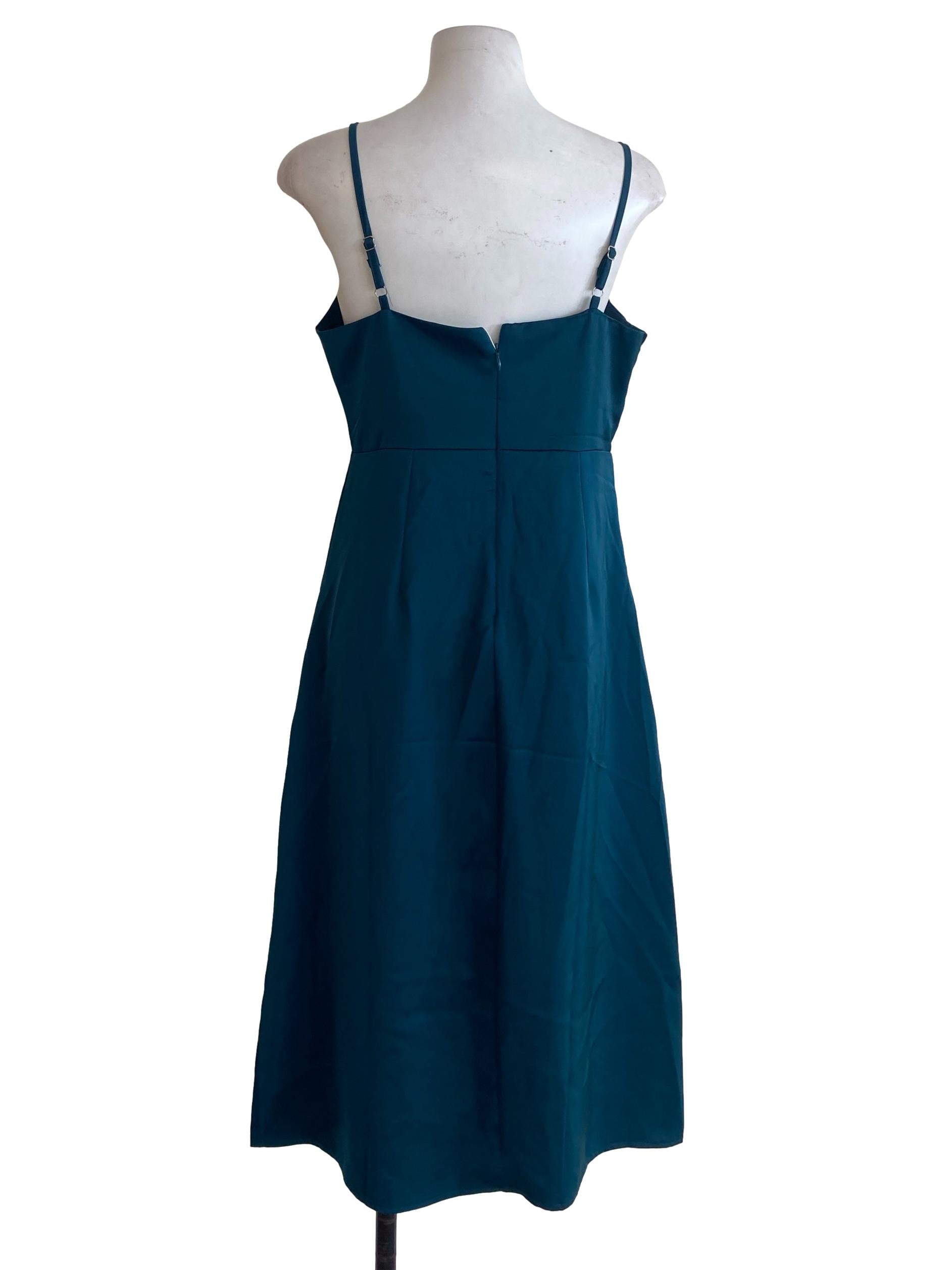 Emerald Green Spaghetti Straps Slit Dress