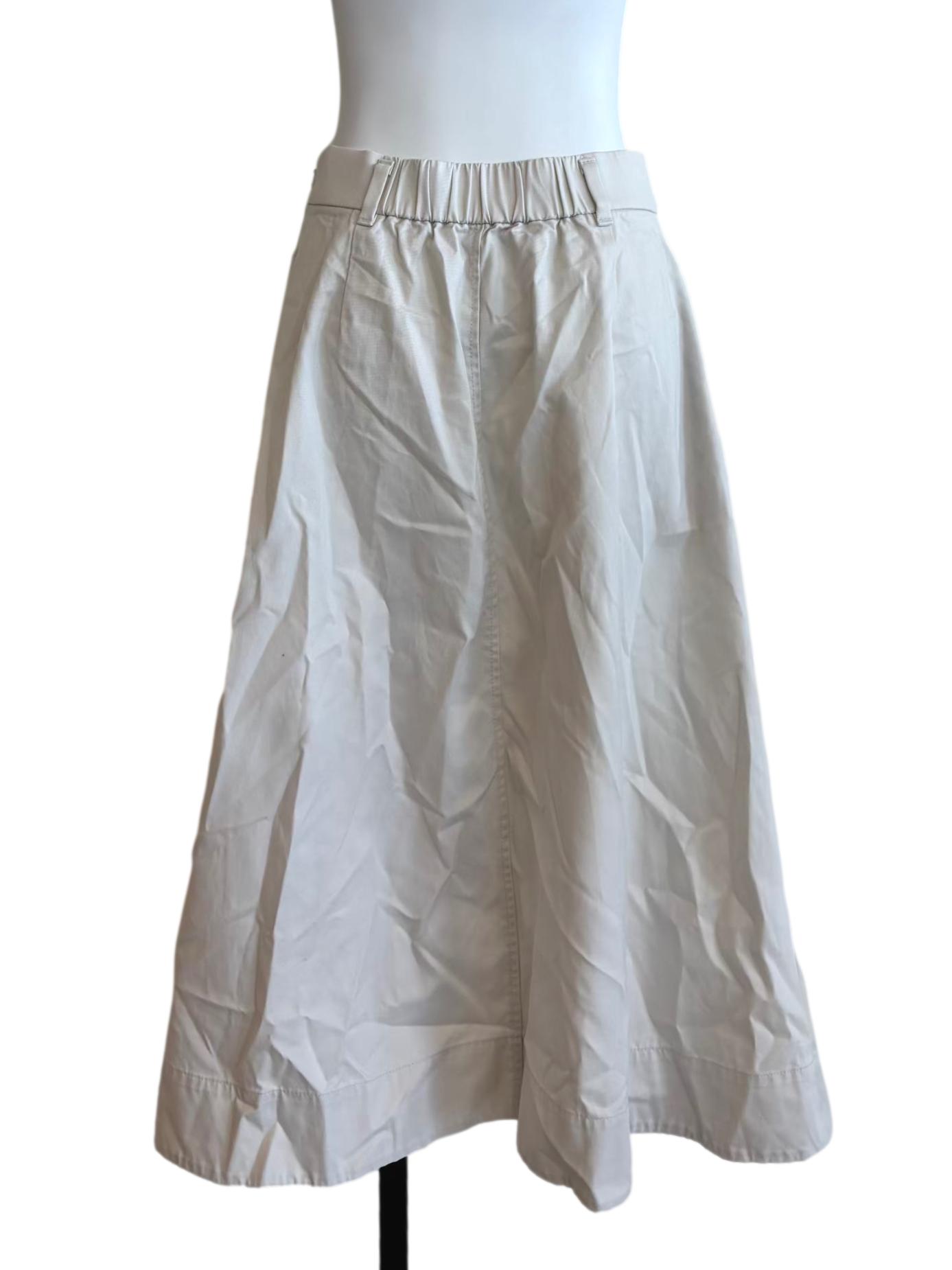 Rice White A-Line Cotton Skirt