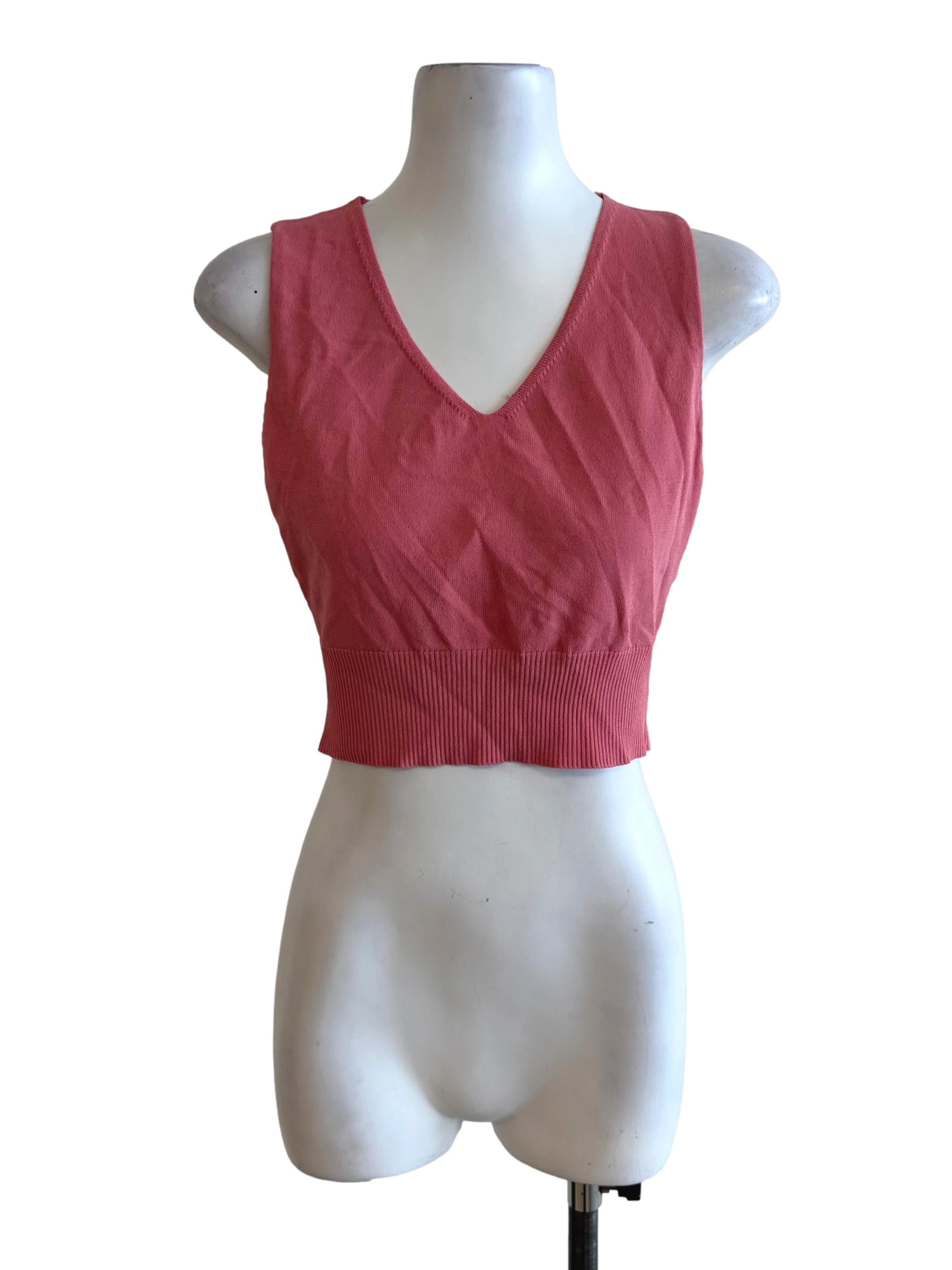 Candy Pink V Neck Knit Top LB