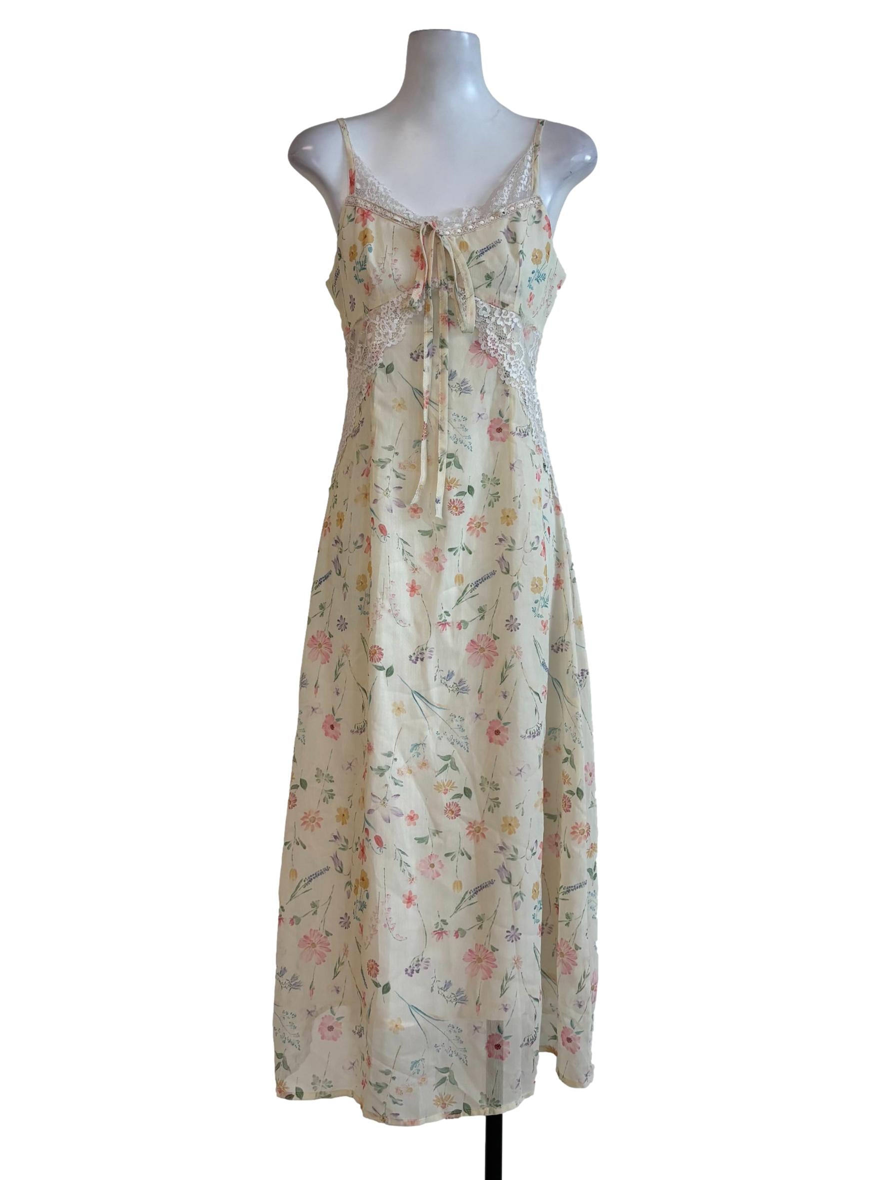 Cornsilk Floral Slip Dress