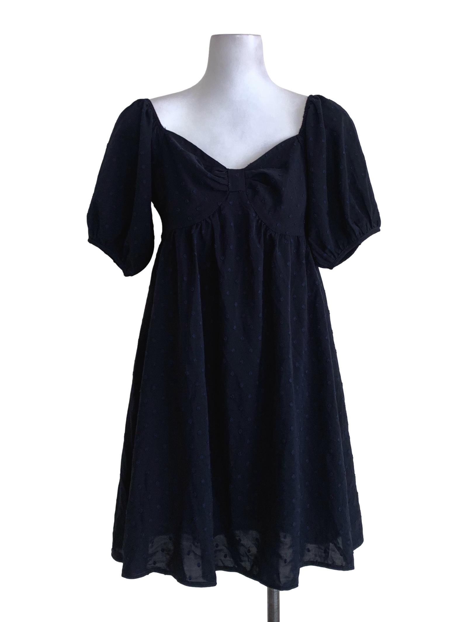 Navy Blue Polka Dot Empire Dress