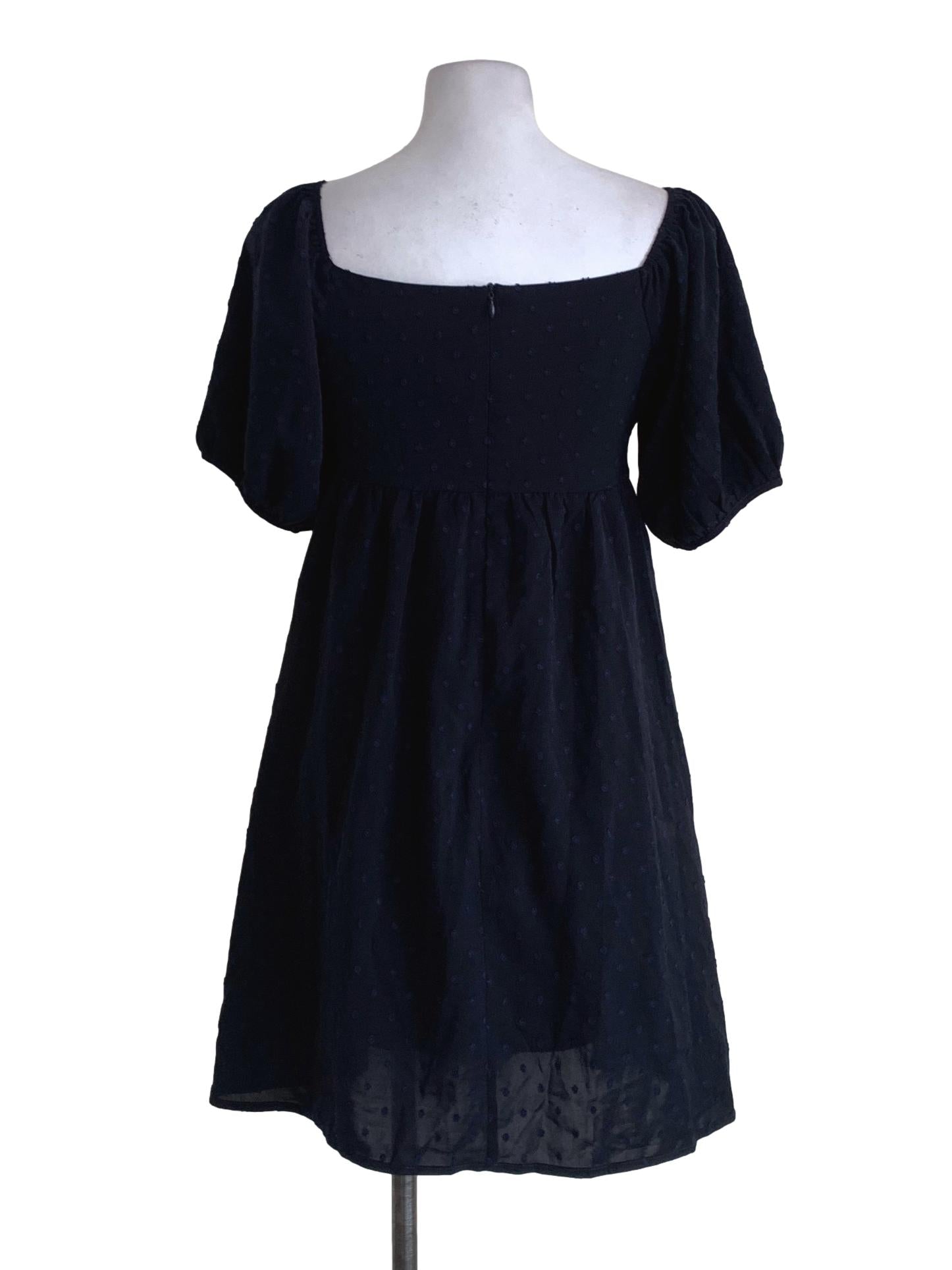 Navy Blue Polka Dot Empire Dress