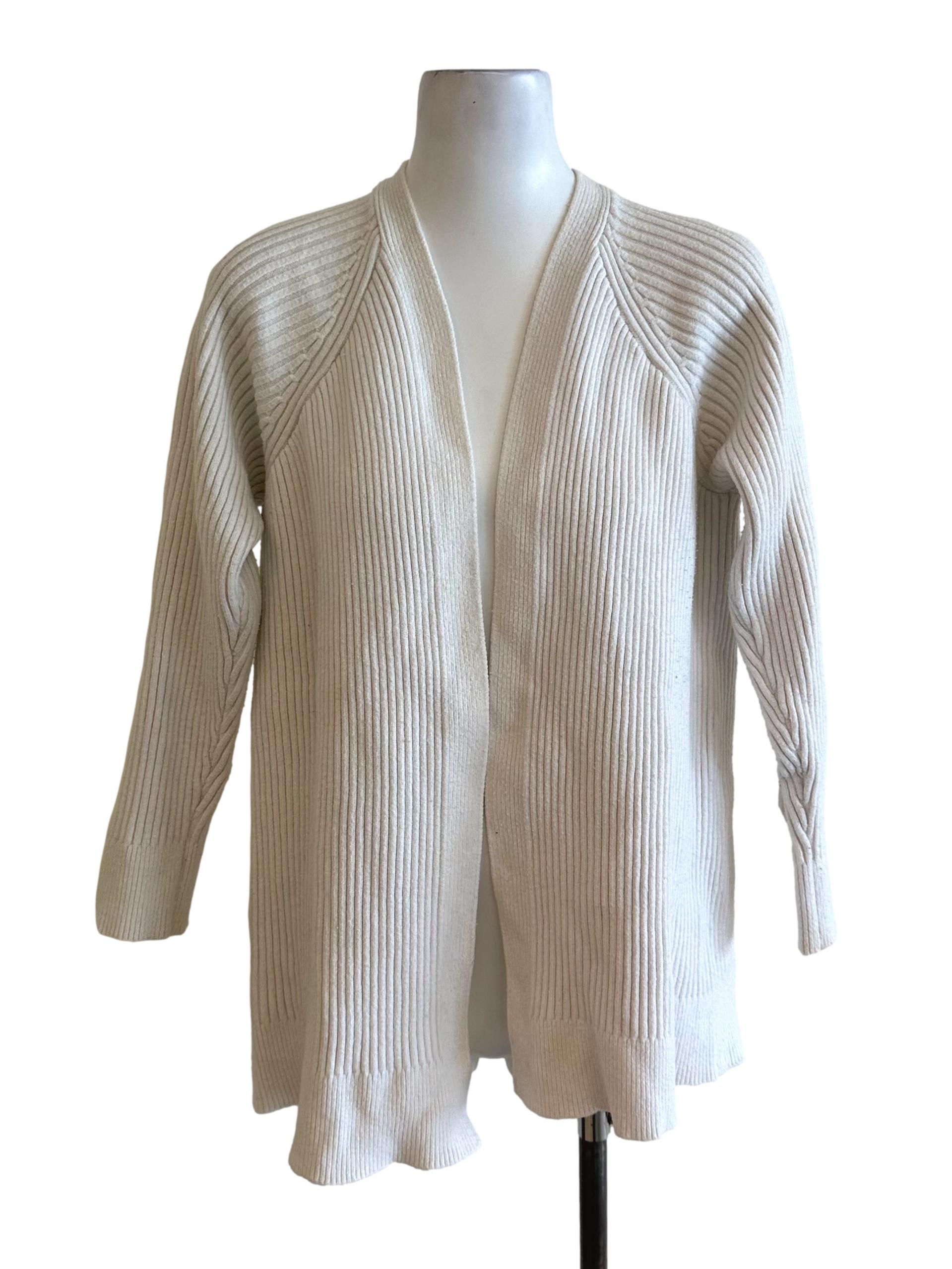 Ash White Knit Front Open Cardigan
