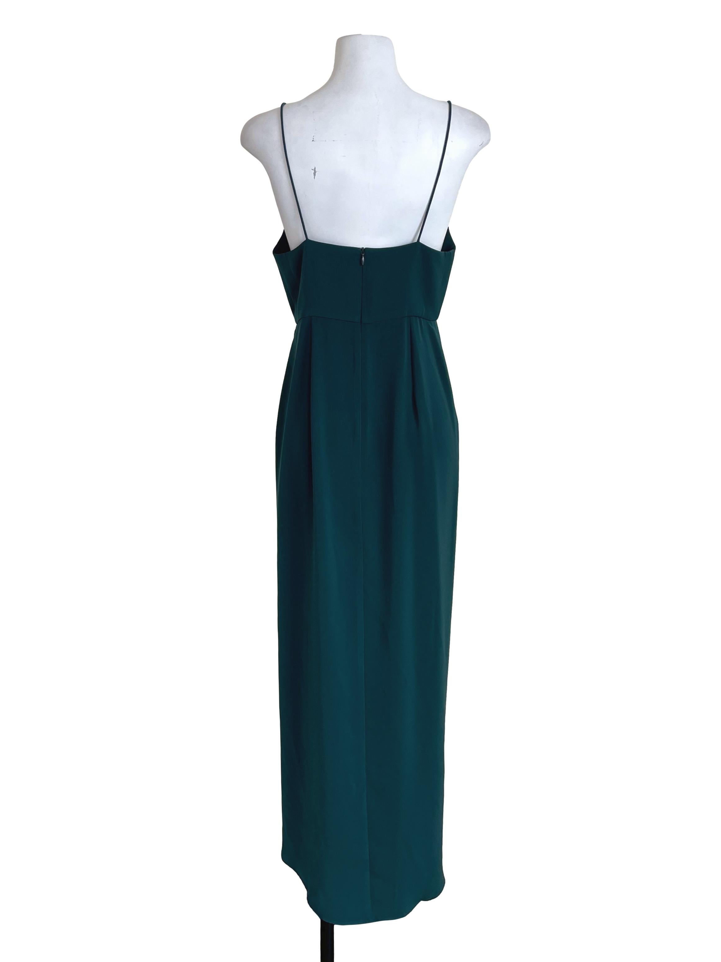 Cool Pine Pleated Slit Sheath Dress