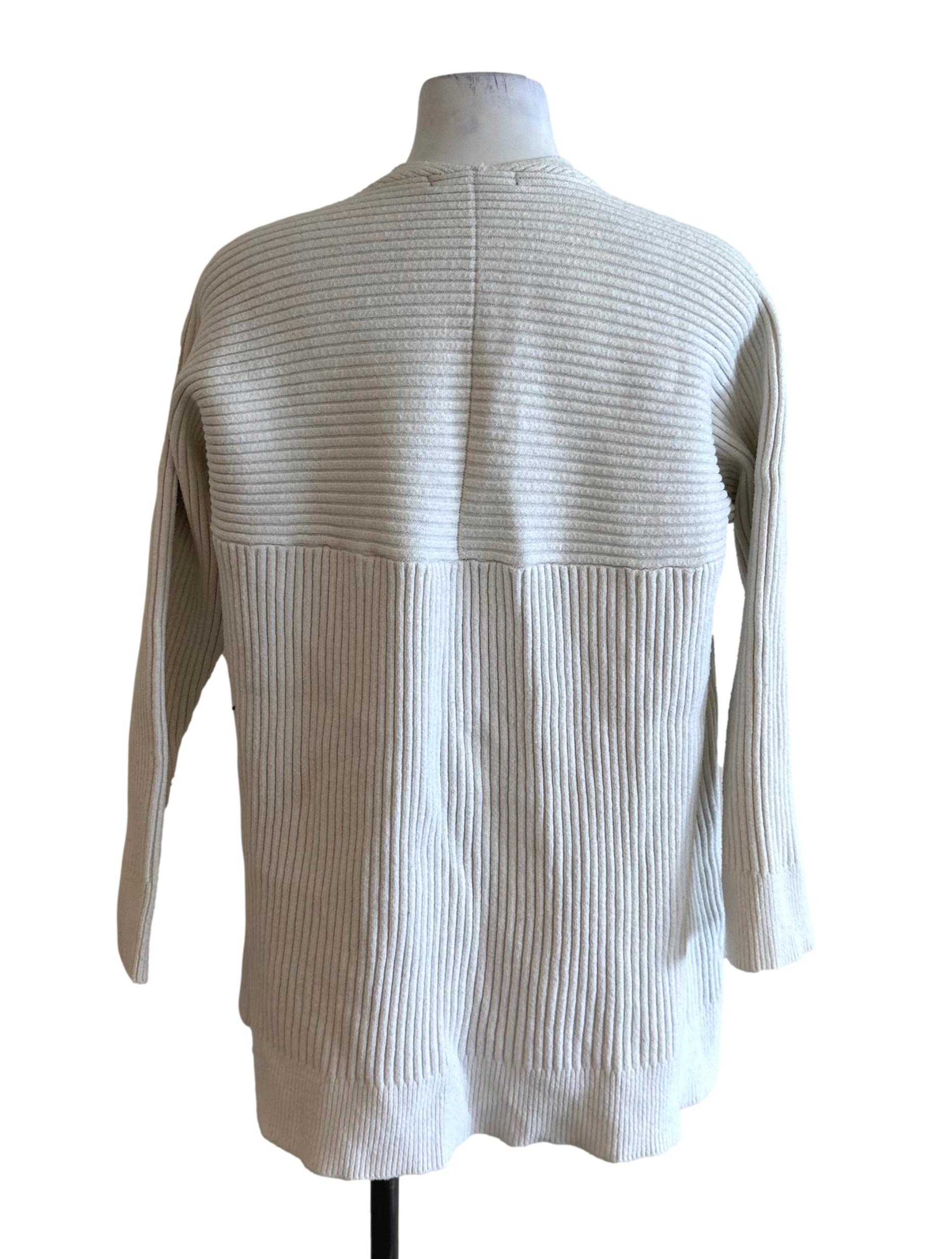 Ash White Knit Front Open Cardigan