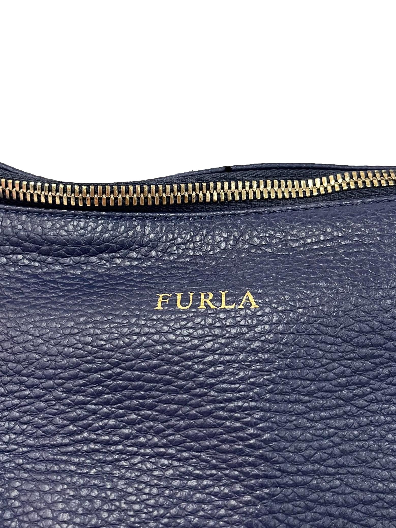 Navy Textured Grain Leather Backpack