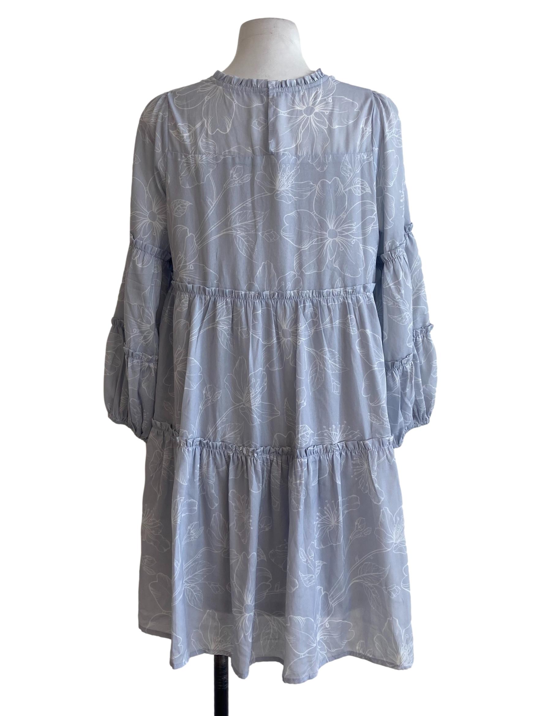 Snow  Blue & White Floral Layered Dress