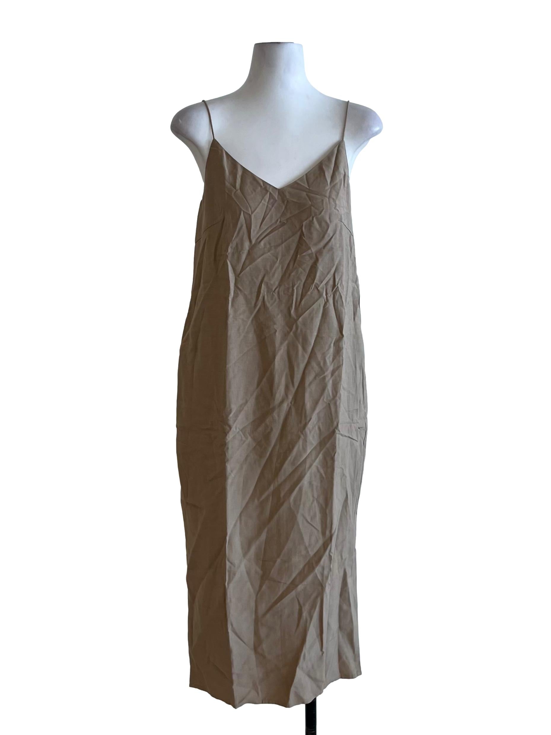 Beige Linen Slip Dress OSN