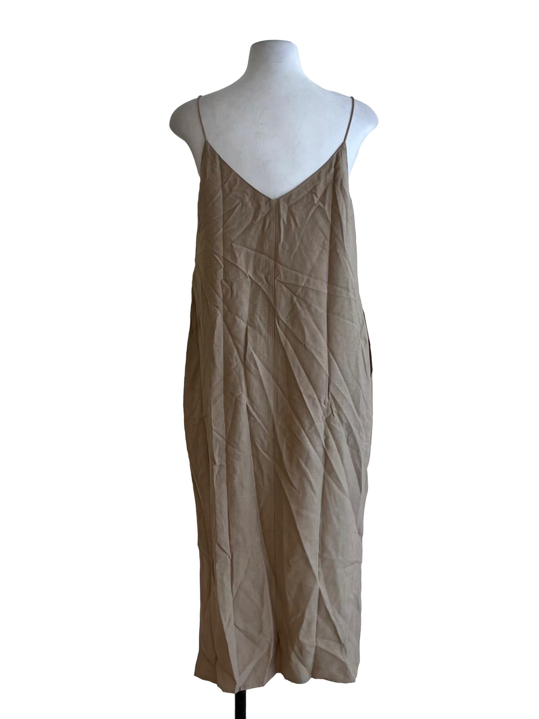 Beige Linen Slip Dress OSN