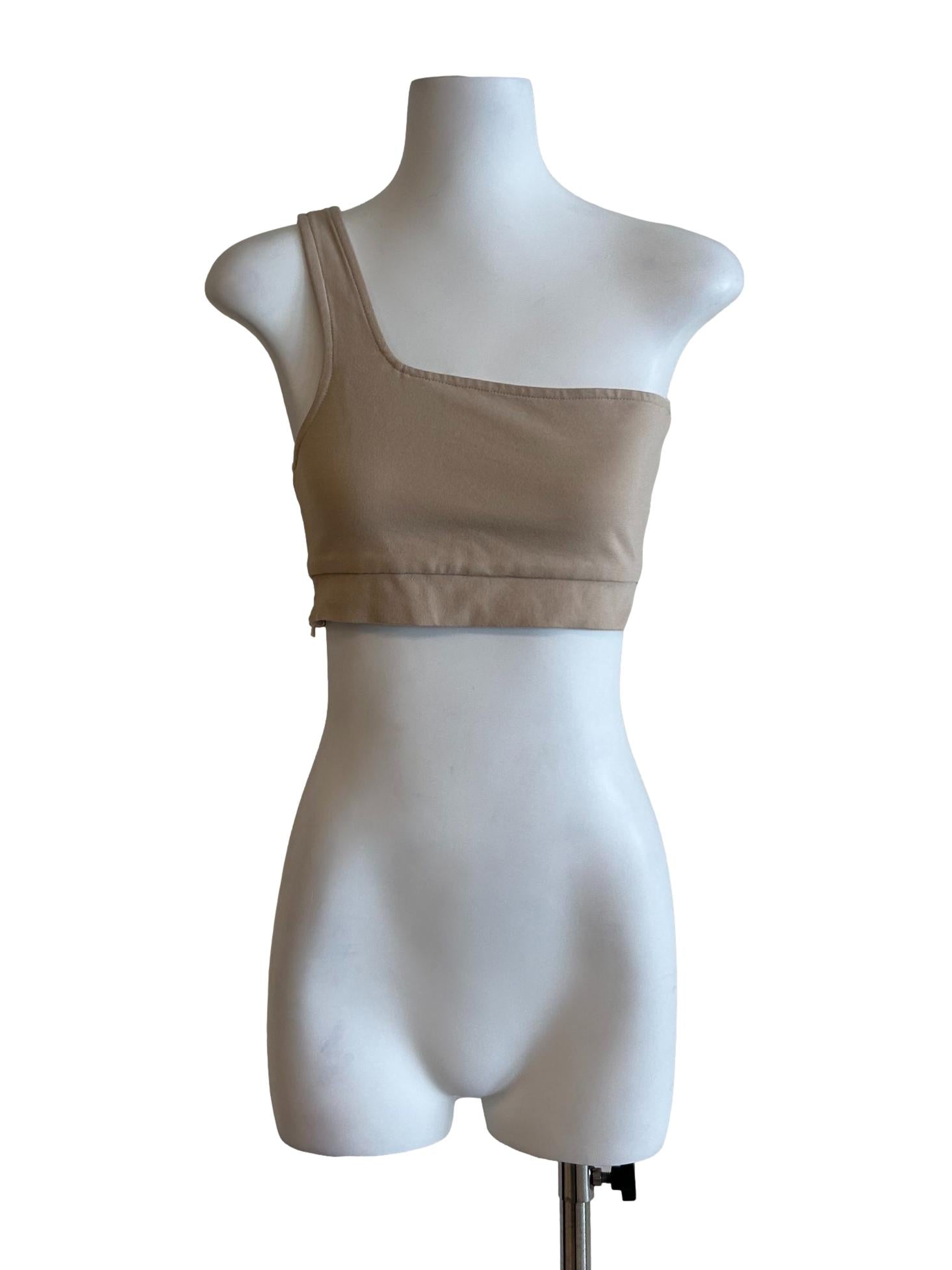 Beige One Shoulder Top
