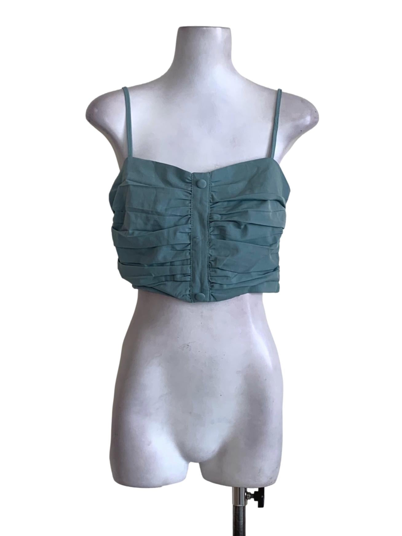 Teal Spaghetti Strap Cropped Top