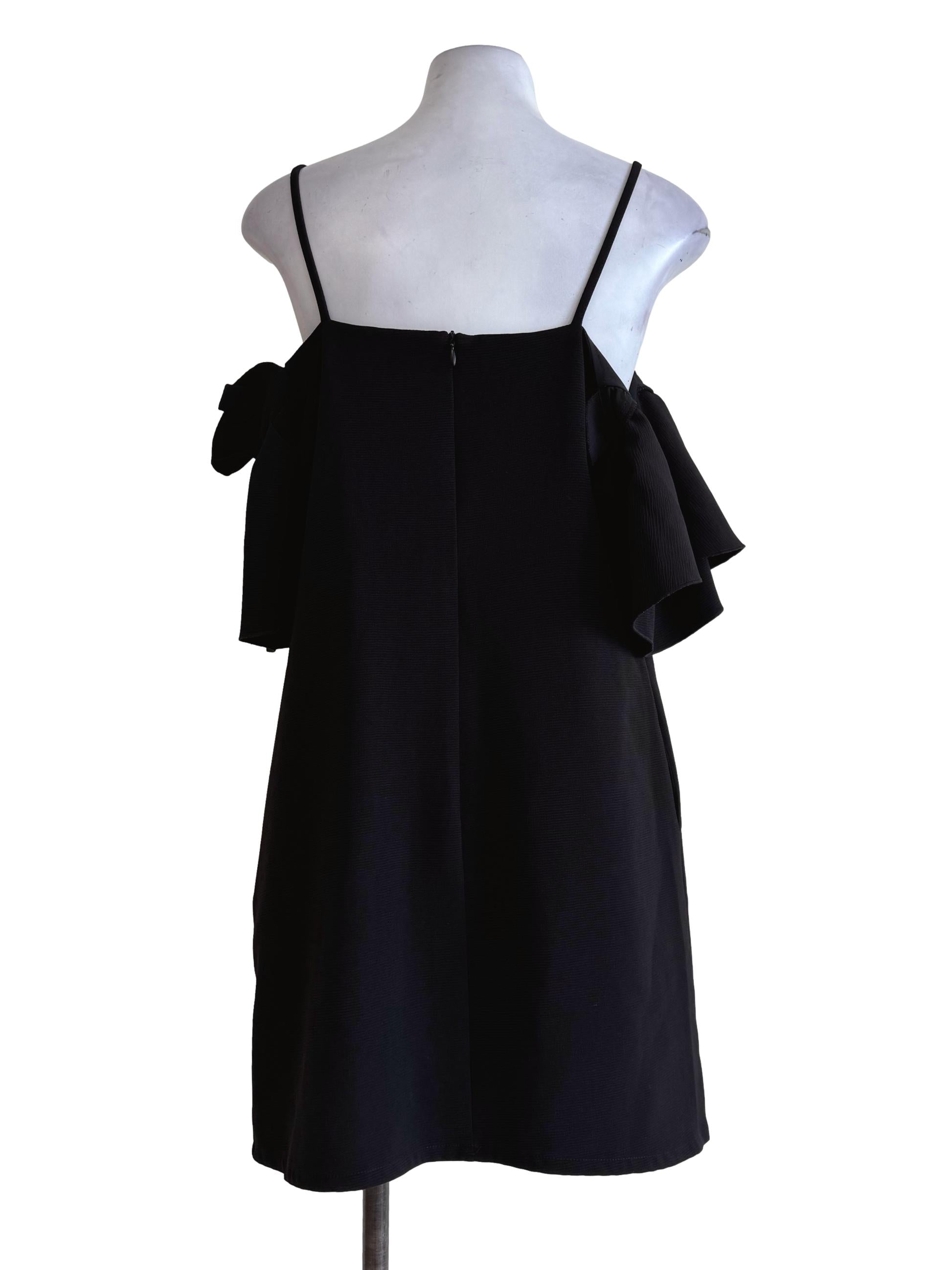 Textured Black Ruffled Sleeve Dress LB