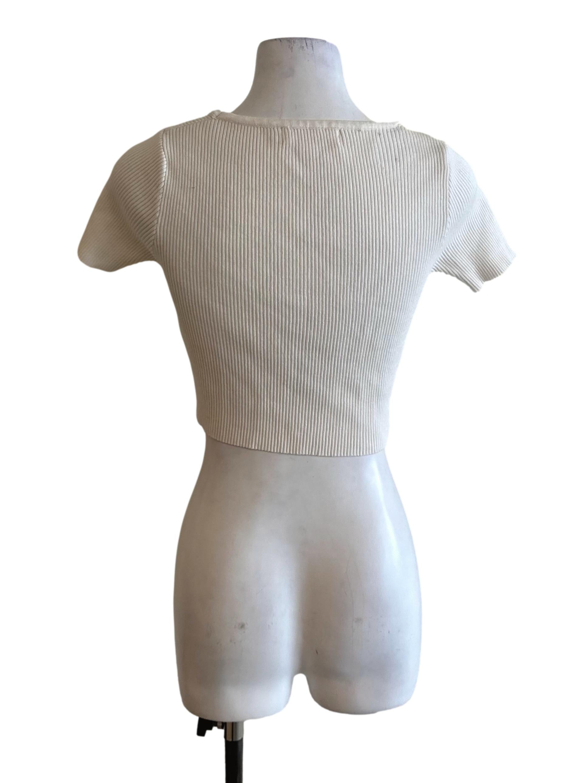 Off White Knit Square Neck Top