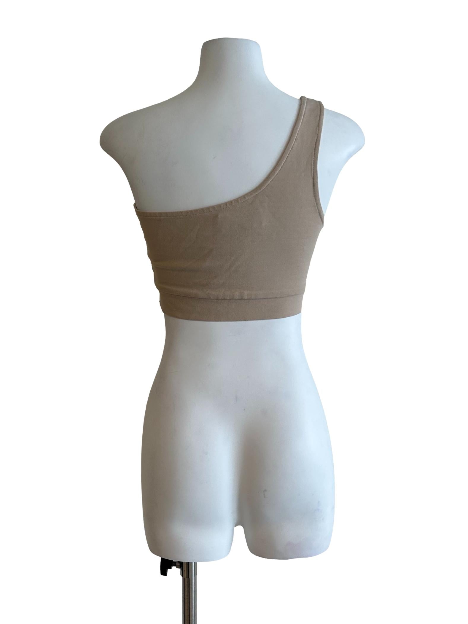 Beige One Shoulder Top