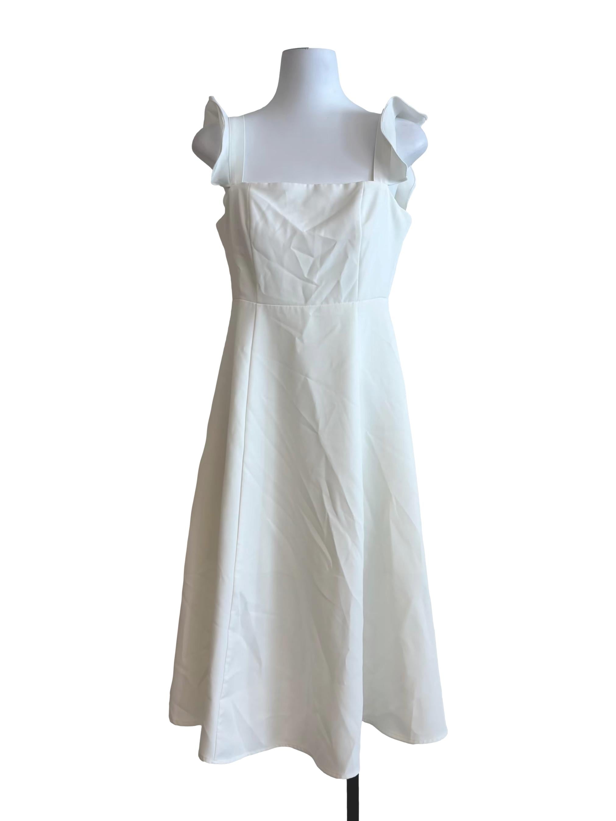 Pearl White Apron Neck A-Line Dress