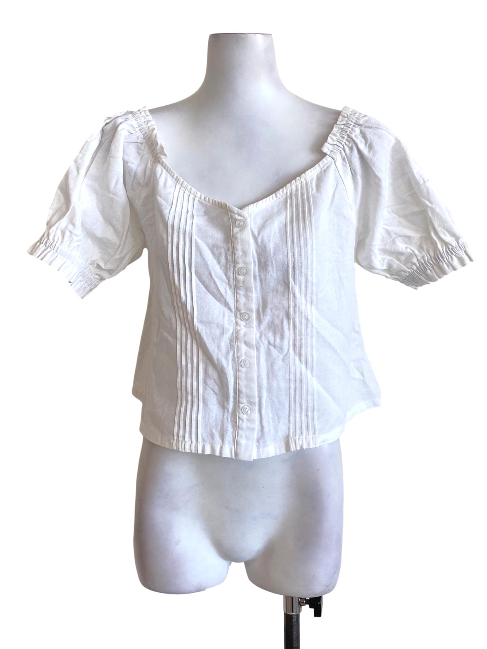 White Buttoned Down Short Sleeved Shirt Blouse