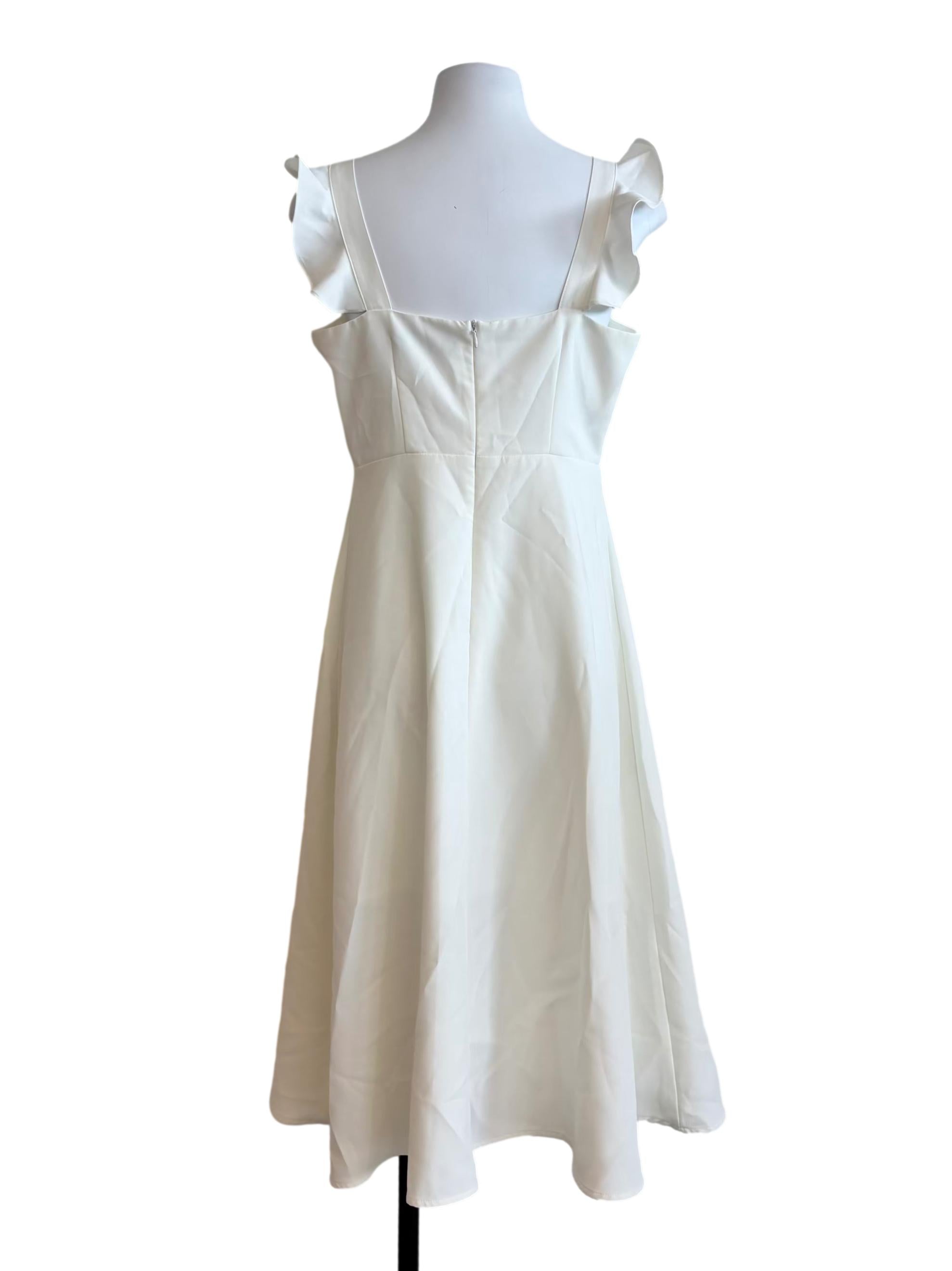 Pearl White Apron Neck A-Line Dress