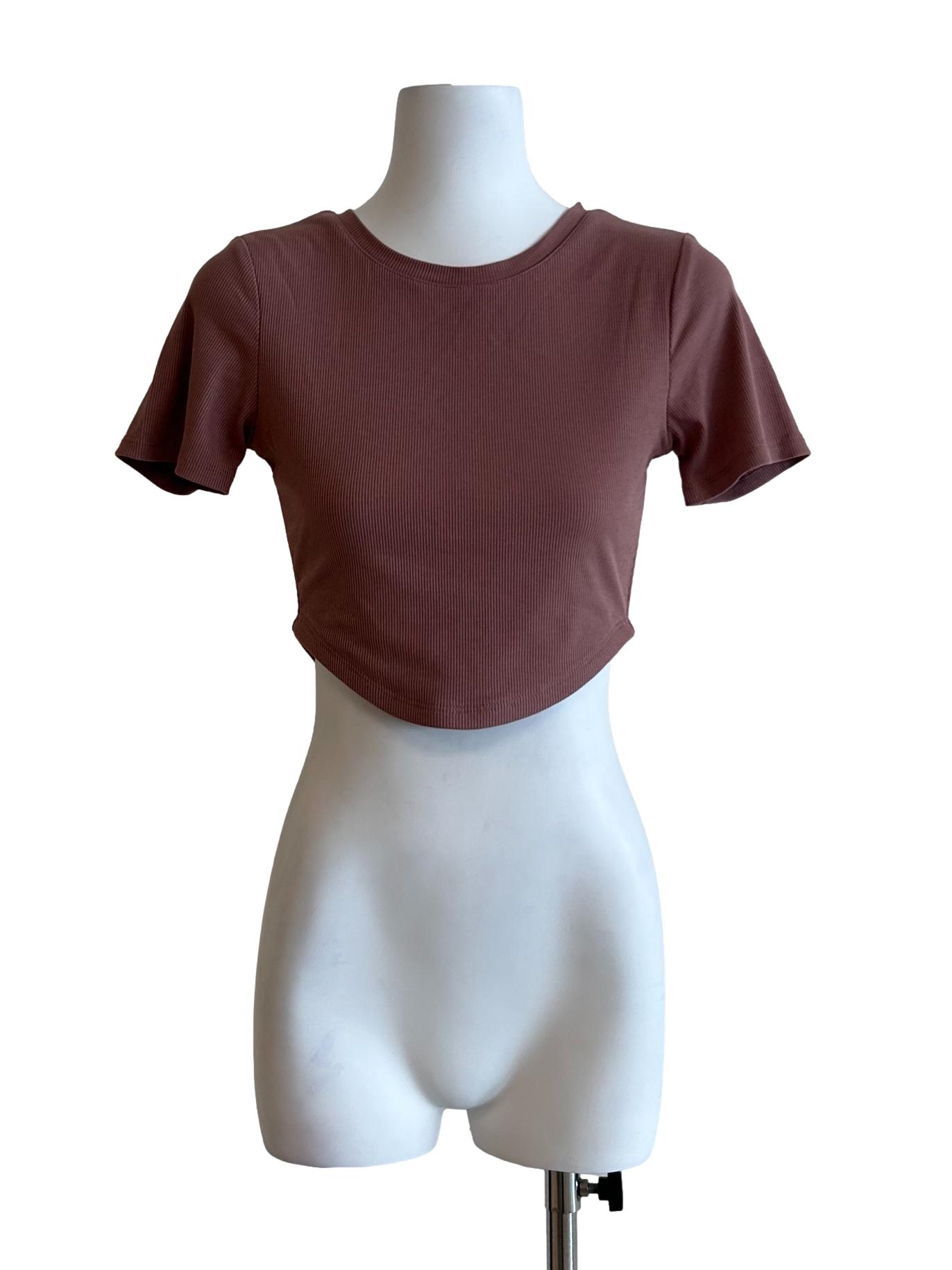 Rosewood Pink Ribbed Top