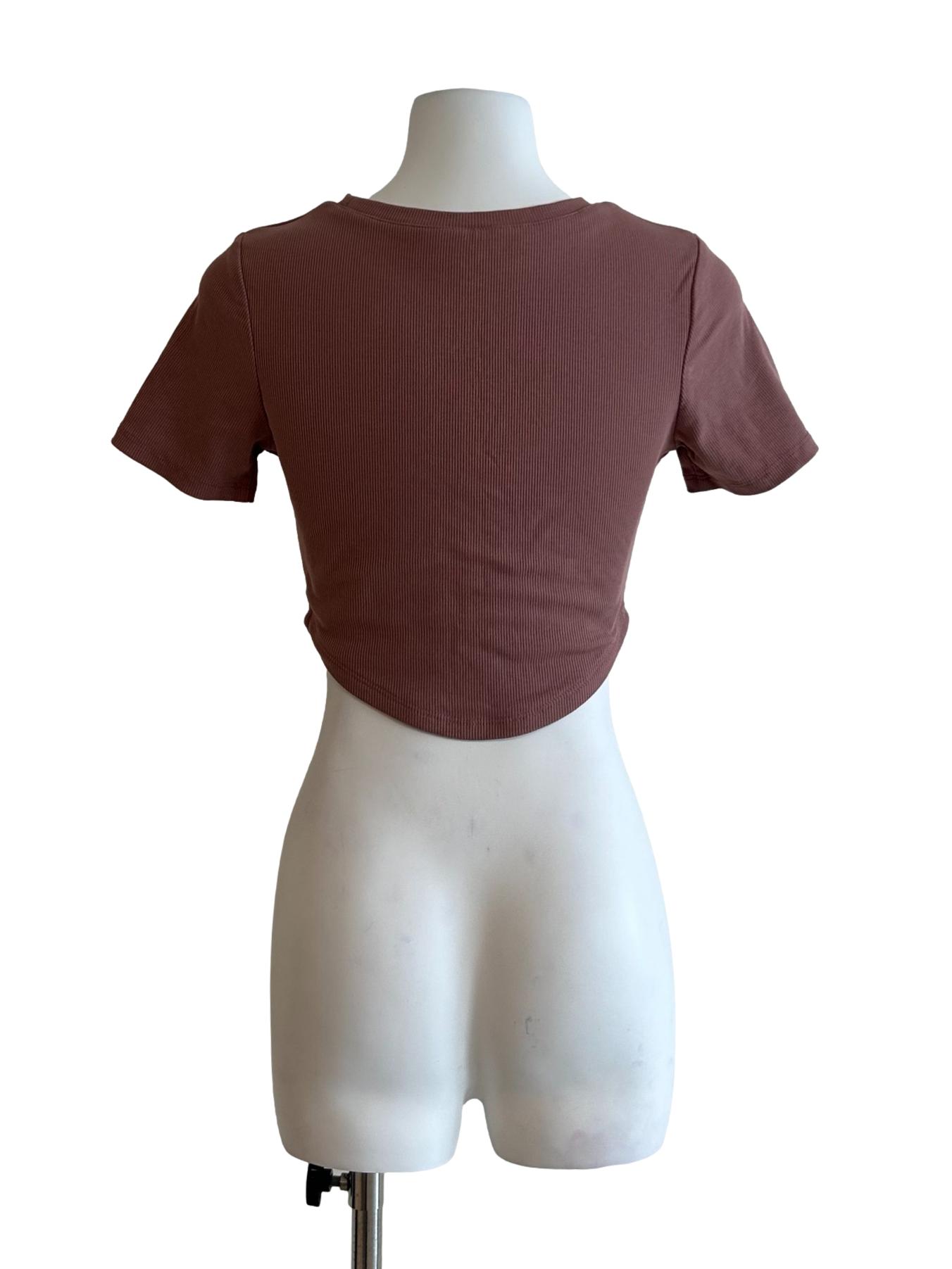 Rosewood Pink Ribbed Top