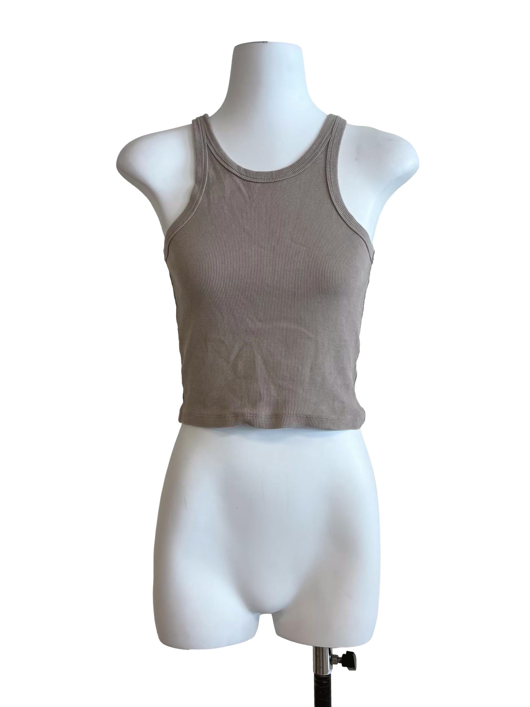 Oyster Beige Ribbed Tank Top