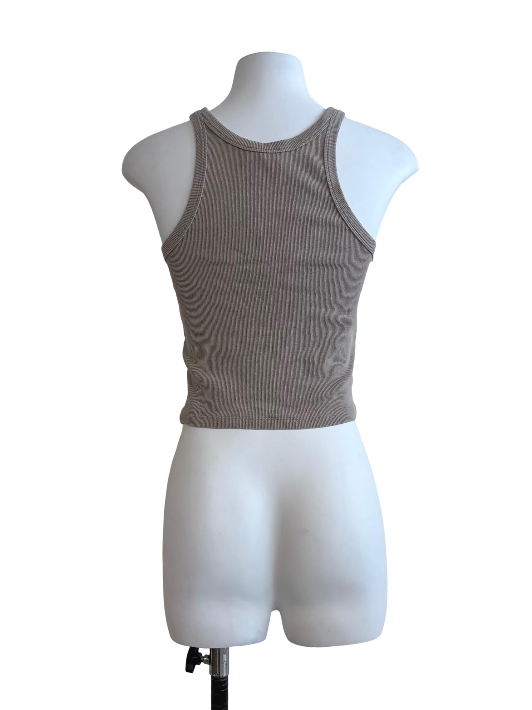 Oyster Beige Ribbed Tank Top
