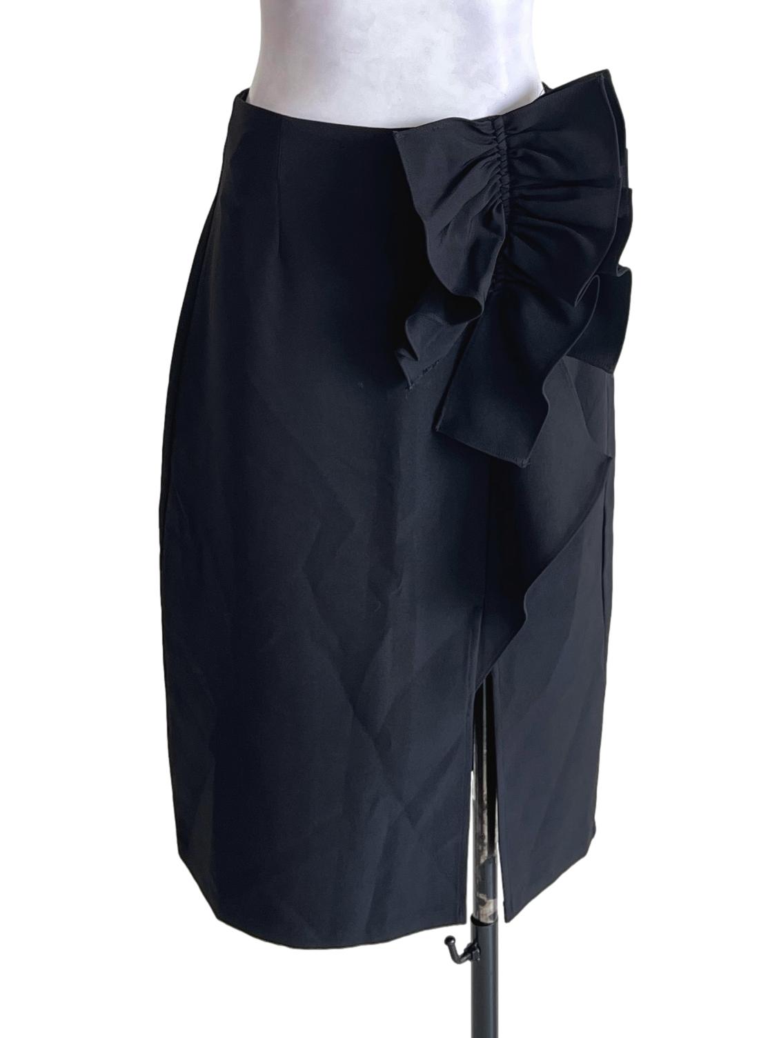 Oil Black Ribbon Tube Skirt
