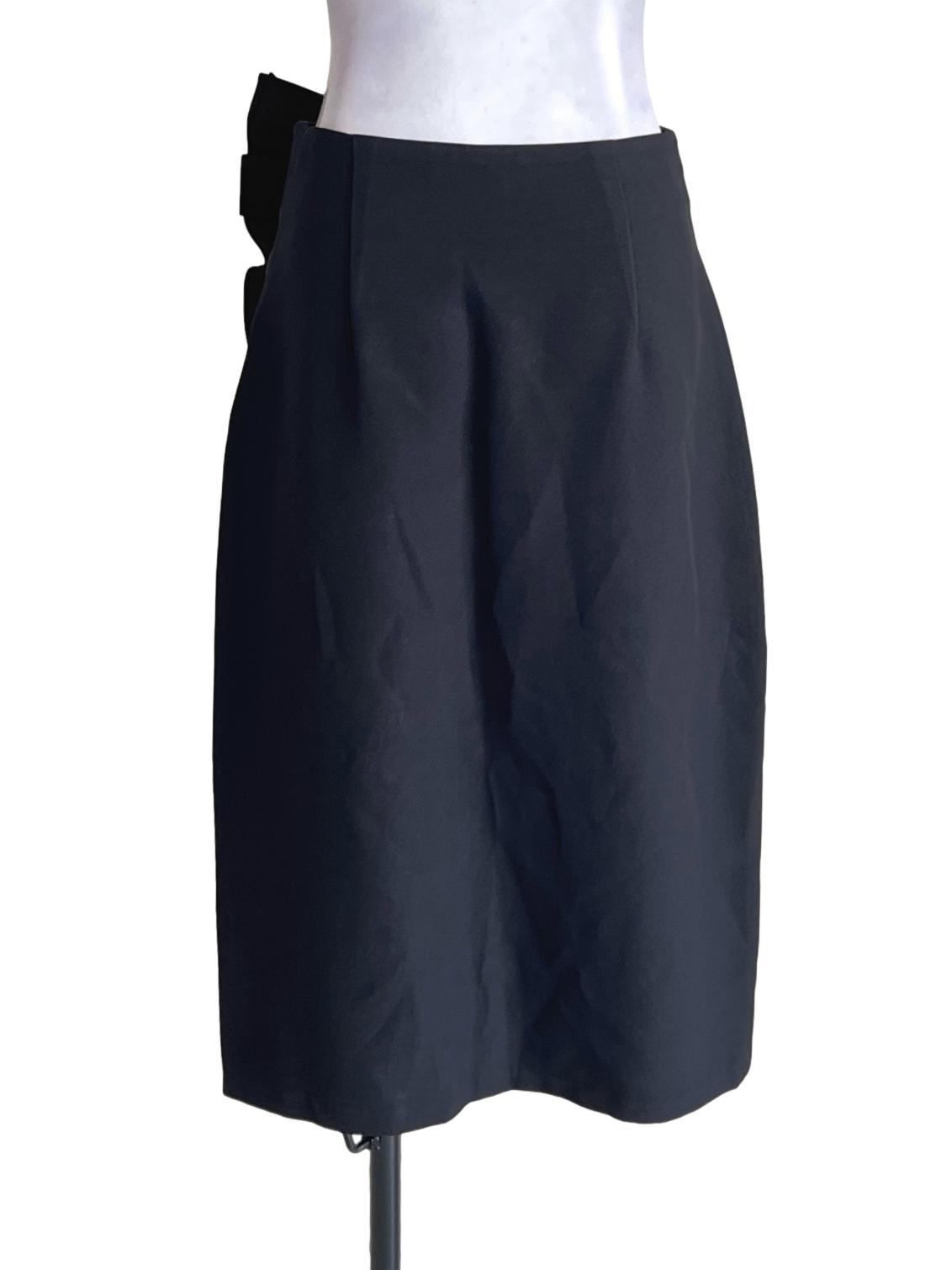 Oil Black Ribbon Tube Skirt