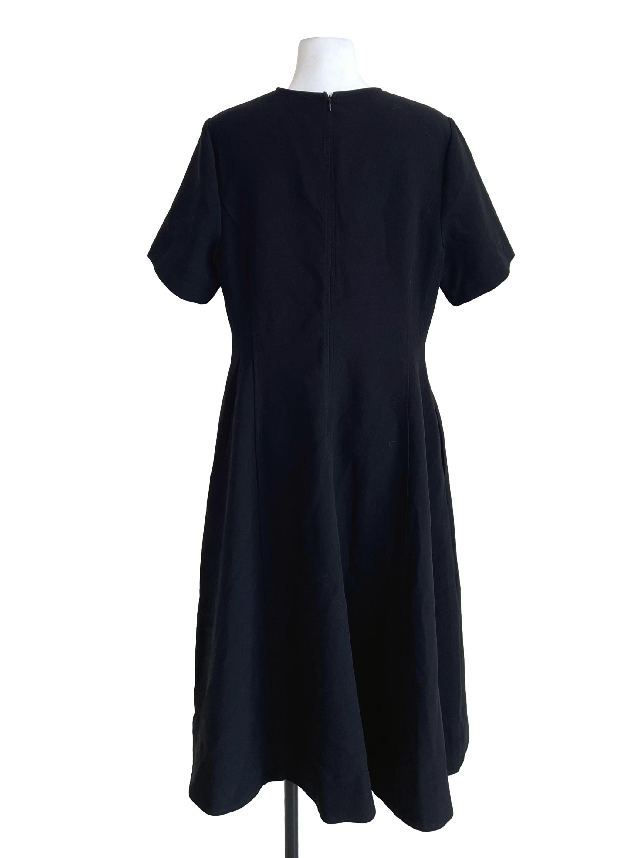 Black Short Sleeves Panelled A-Line Dress LB