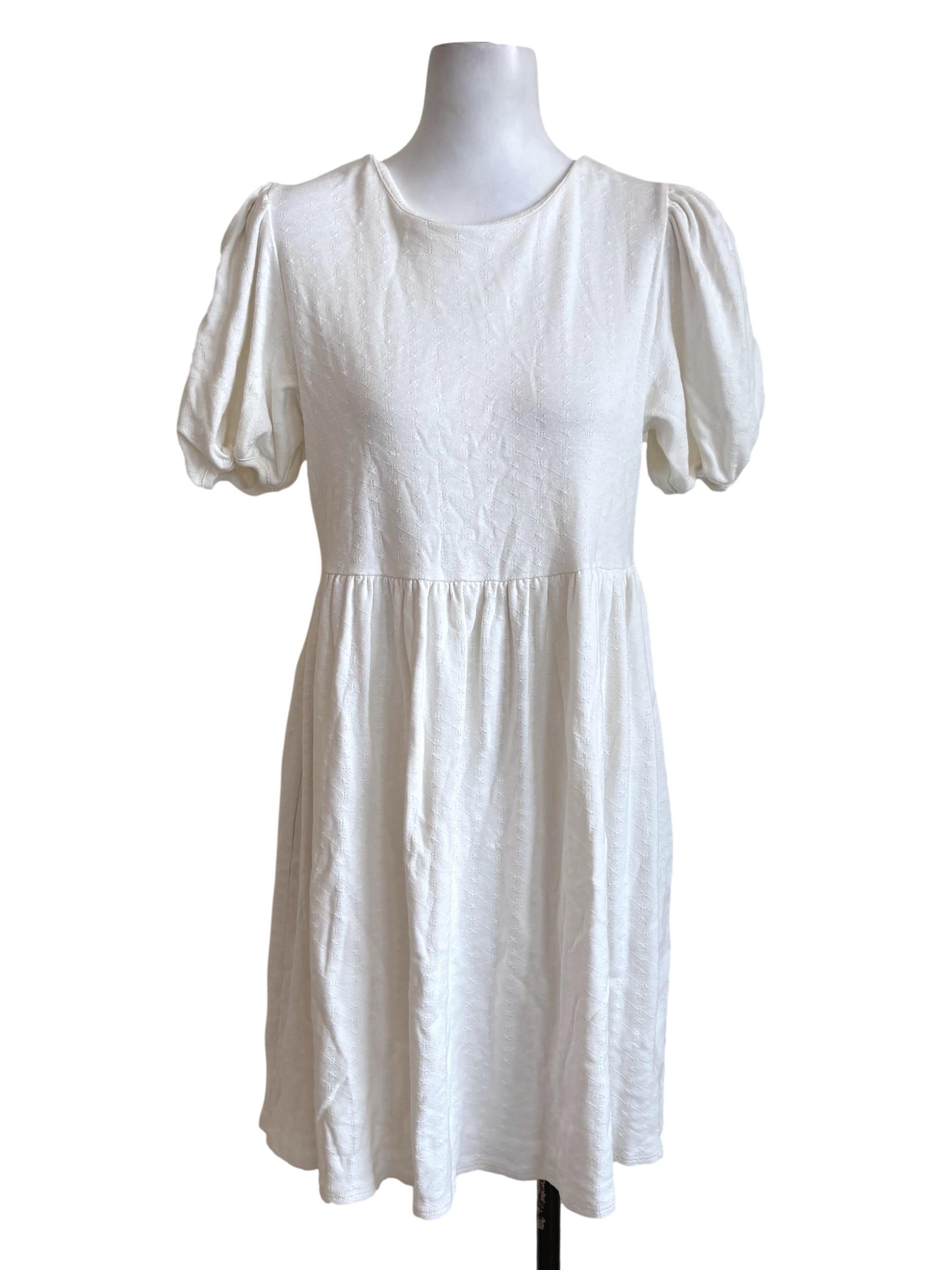 White Knitted Eyelet Dress