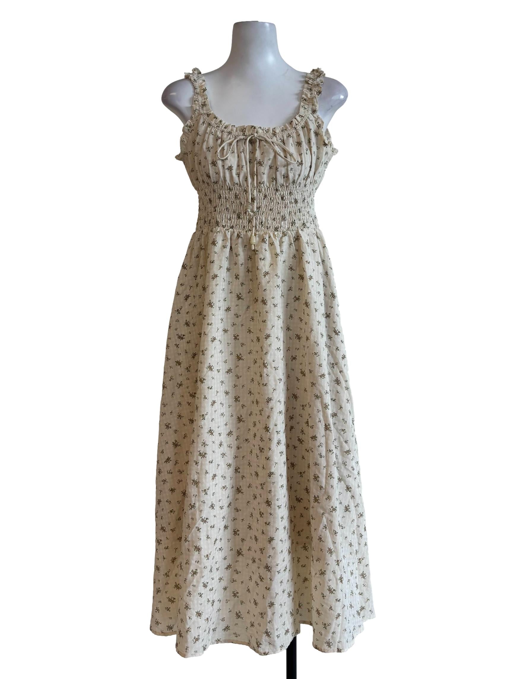 Blonde Smocked Waist Floral Dress