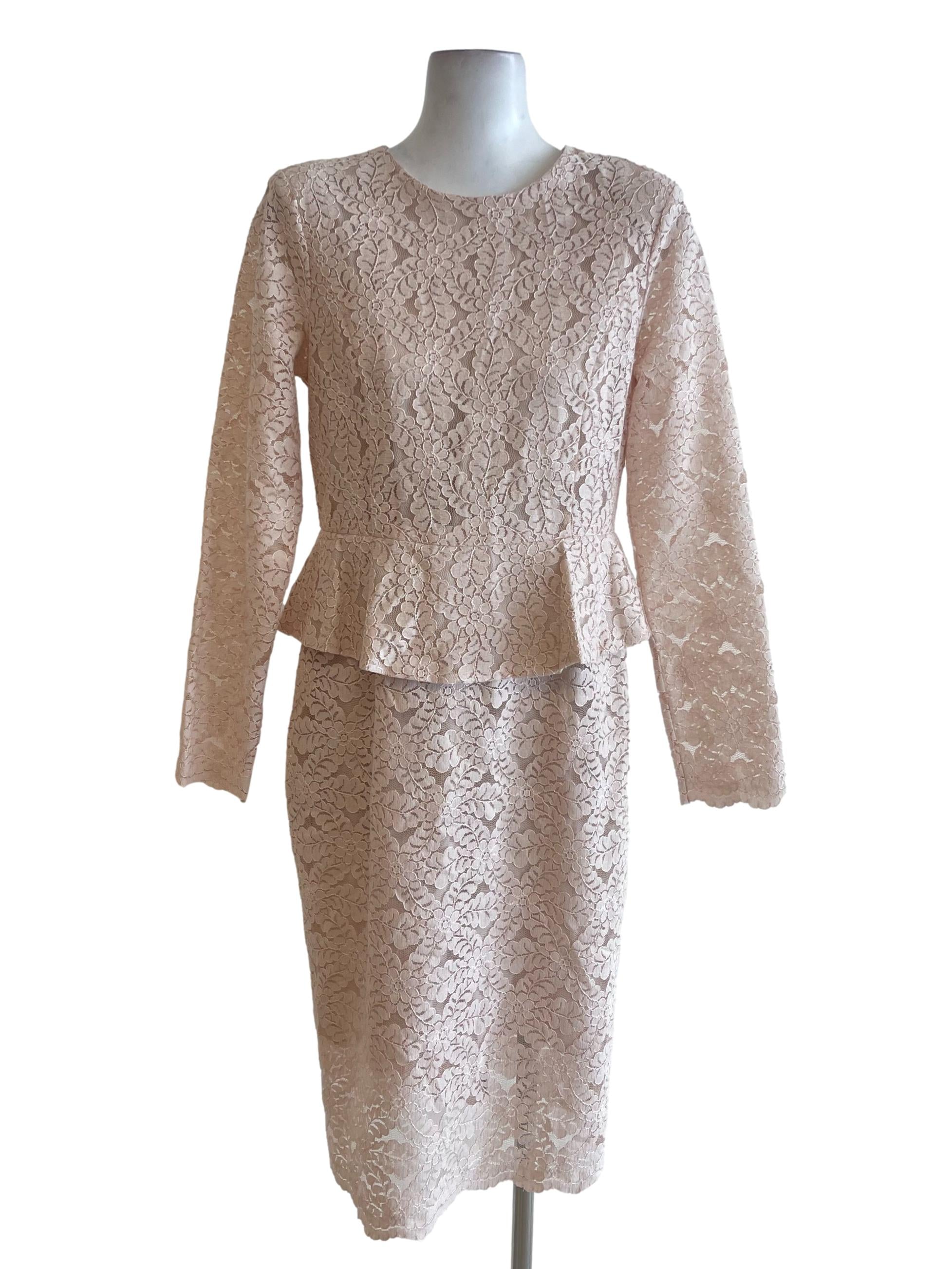 White Coconut Lace Peplum Dress
