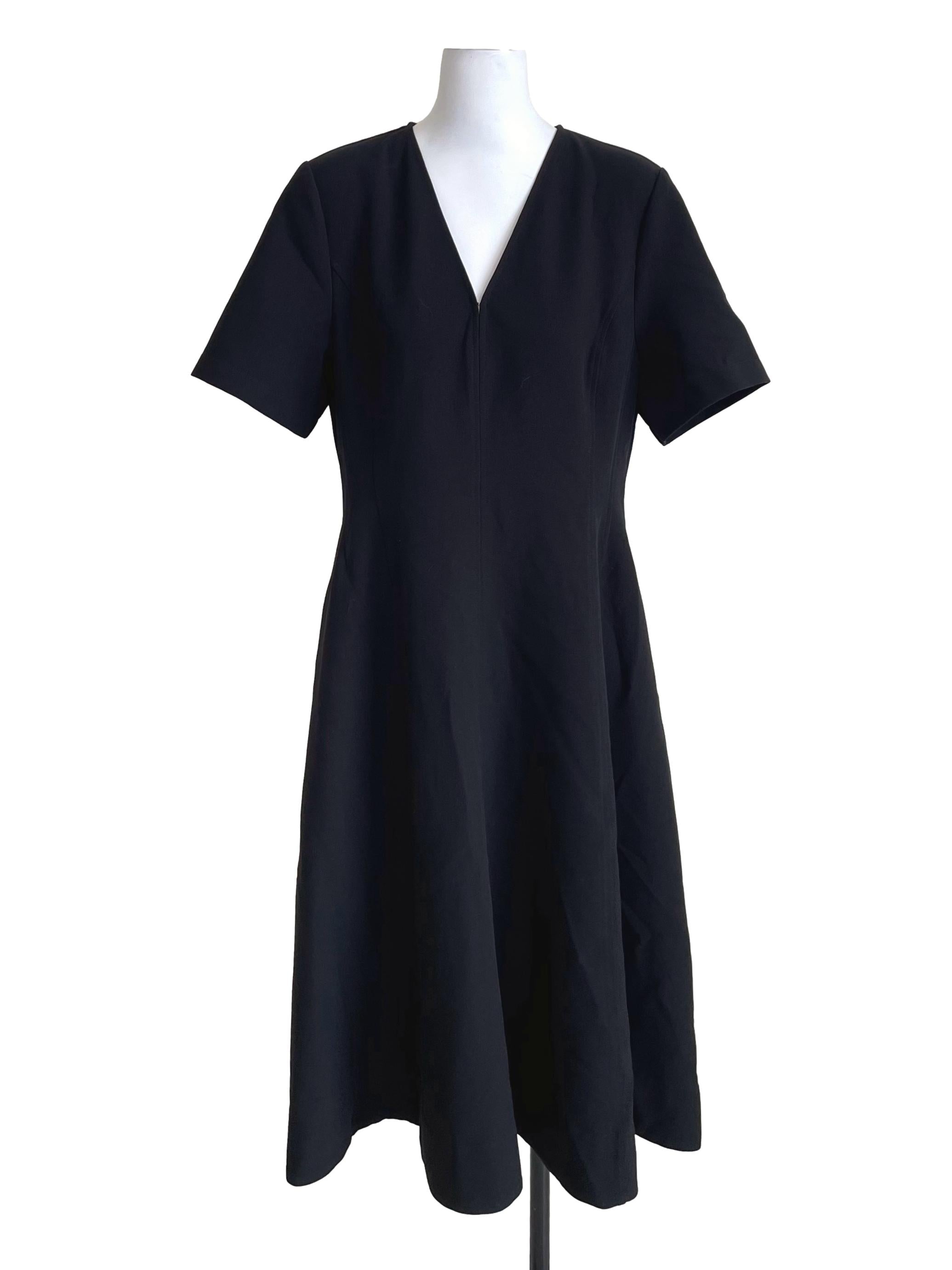 Black Short Sleeves Panelled A-Line Dress LB