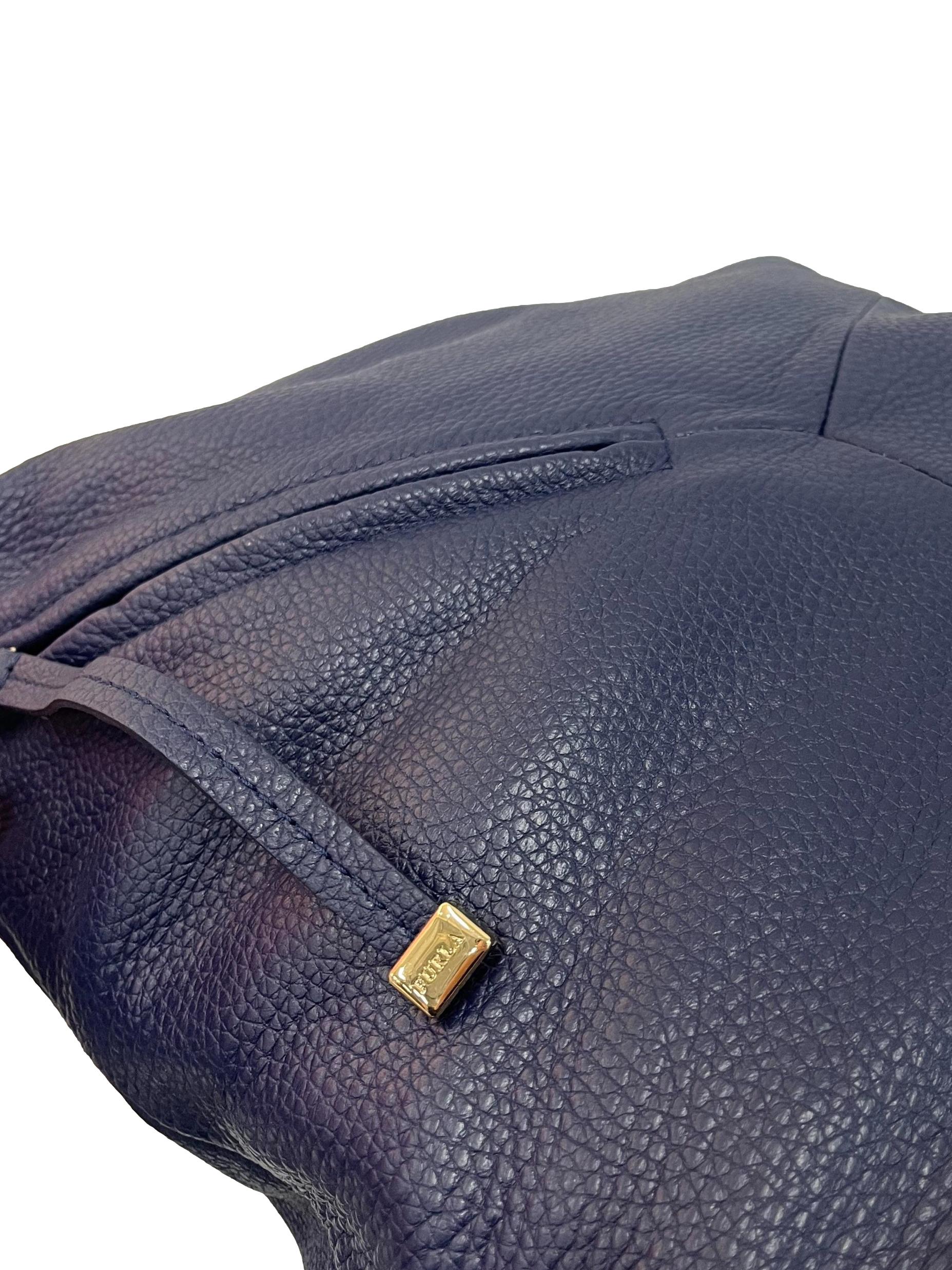 Navy Textured Grain Leather Backpack