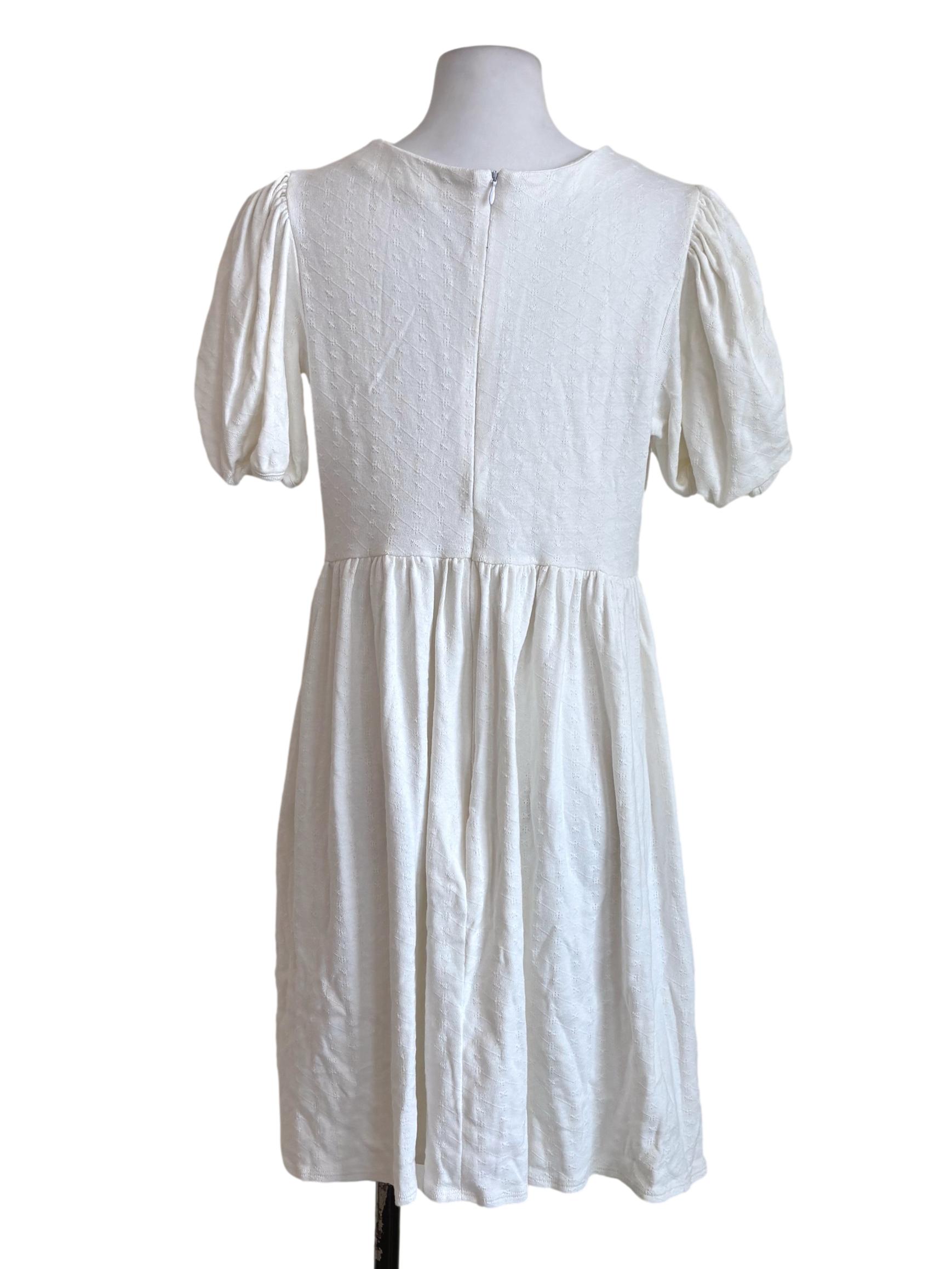 White Knitted Eyelet Dress