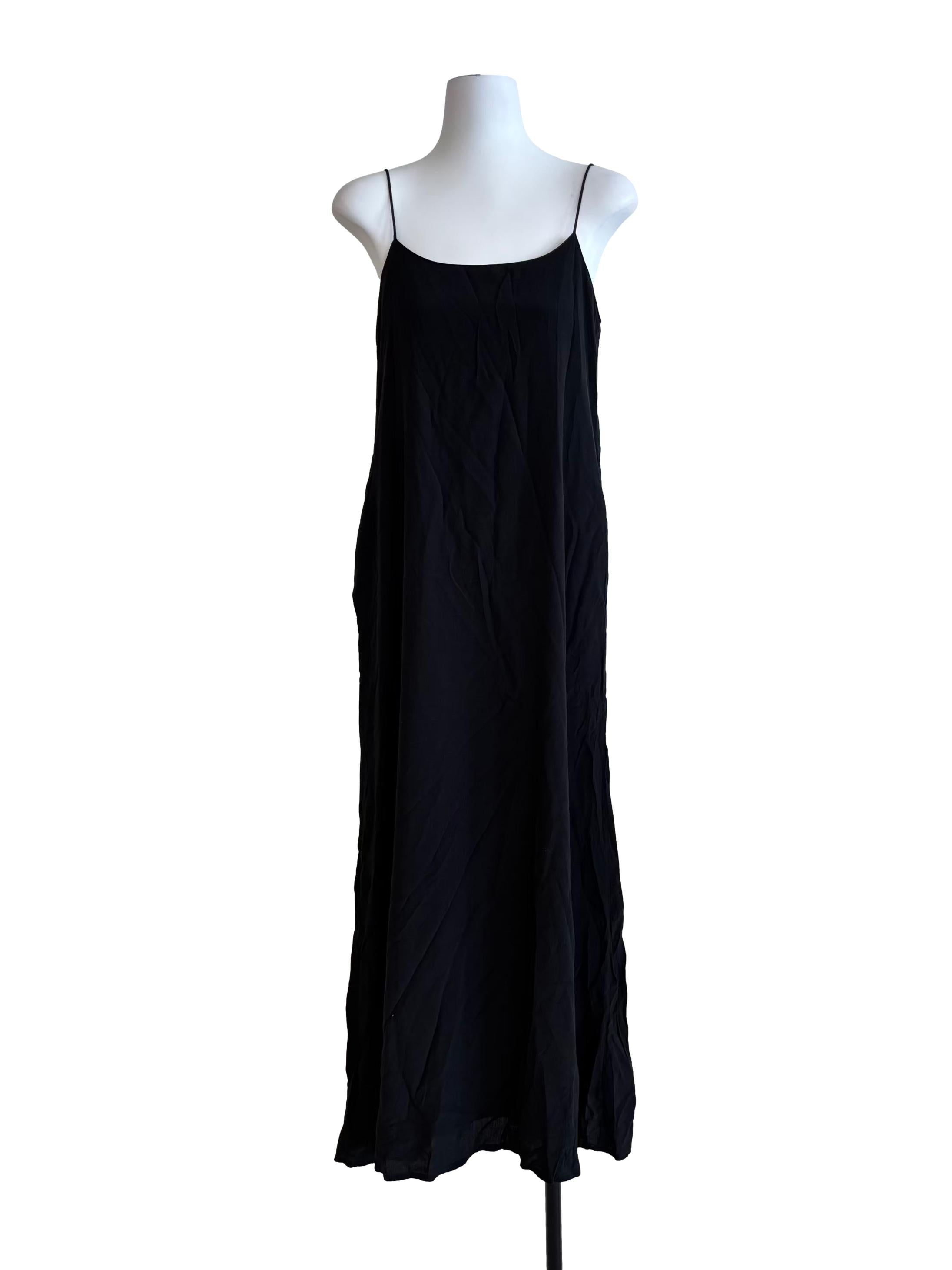 Soft Black Maxi Slip Dress