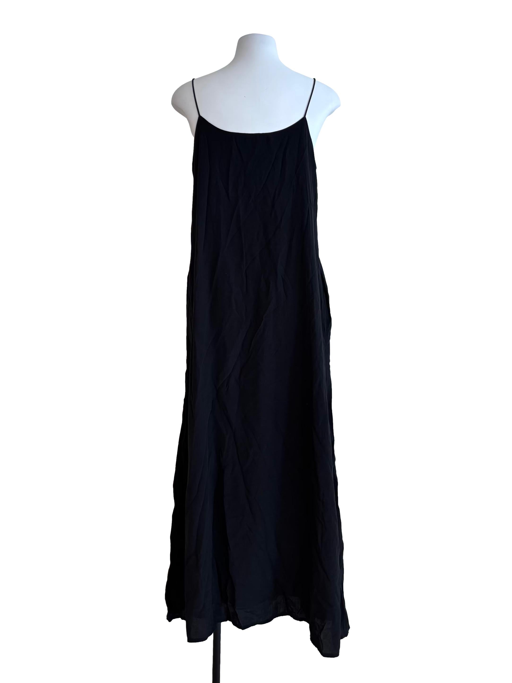 Soft Black Maxi Slip Dress