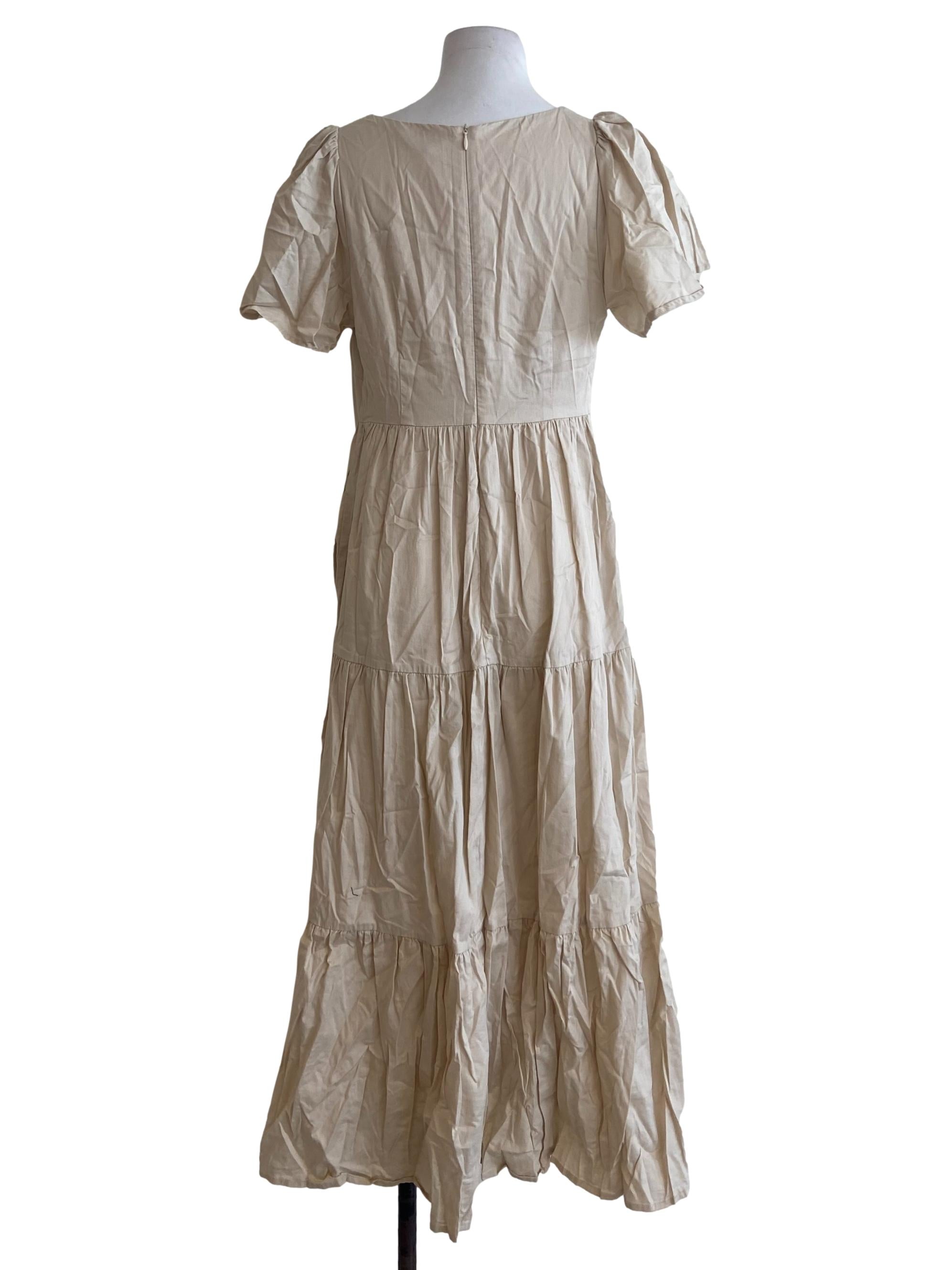 Egg Shells Square Neck Layered Dress